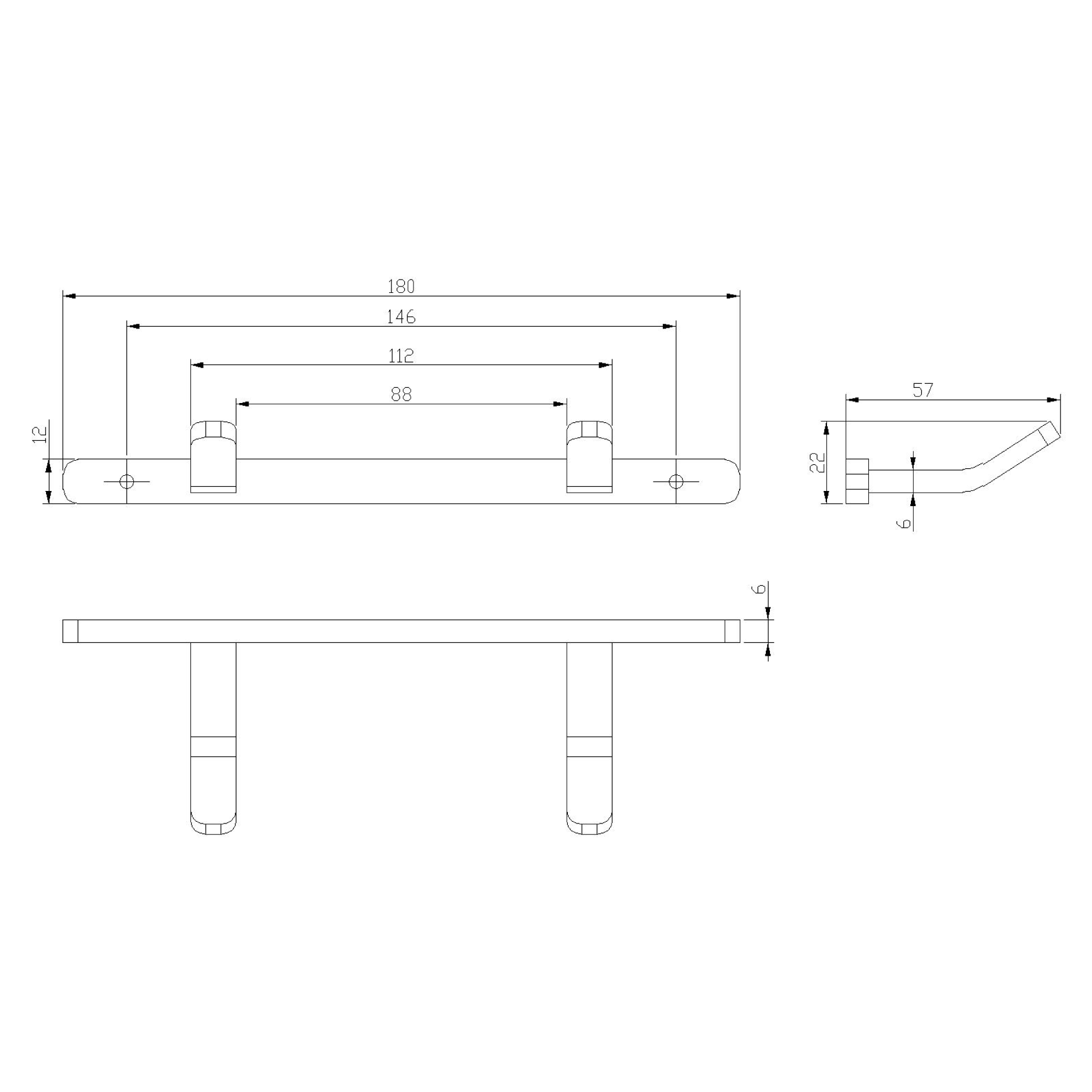 Hook strip with 2 hooks - brass