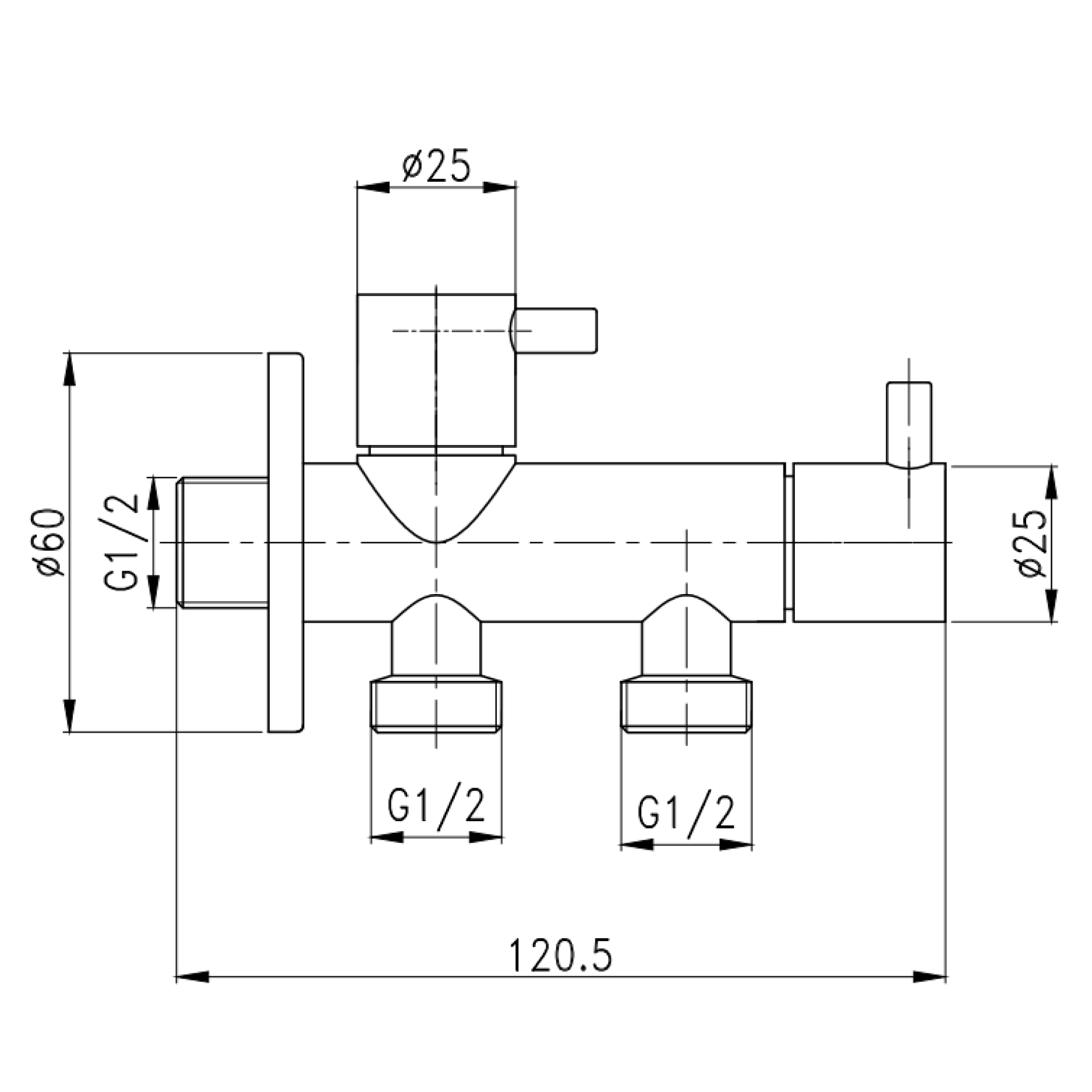 Angle valve brass  - Chrome
