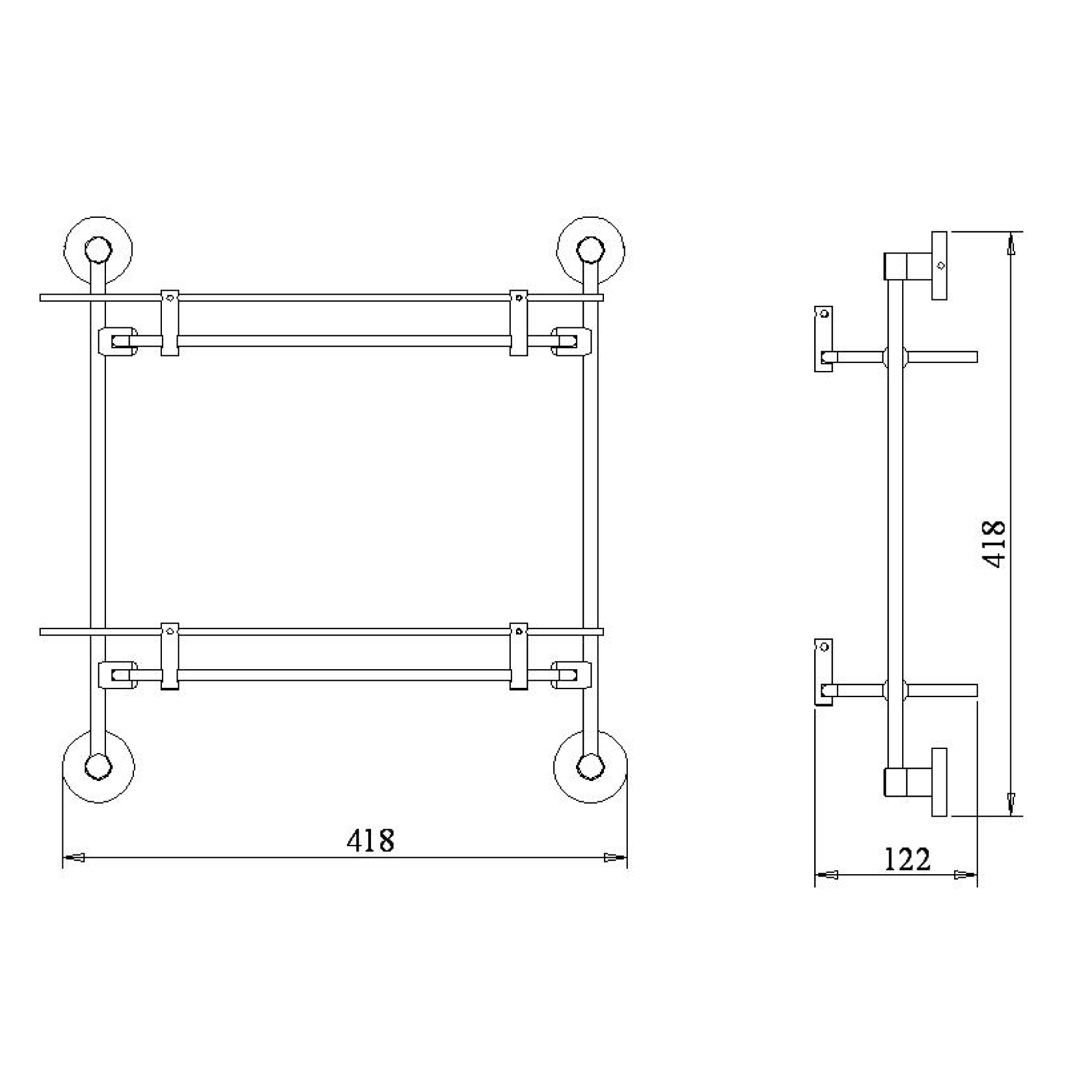Double glass shelf - SS