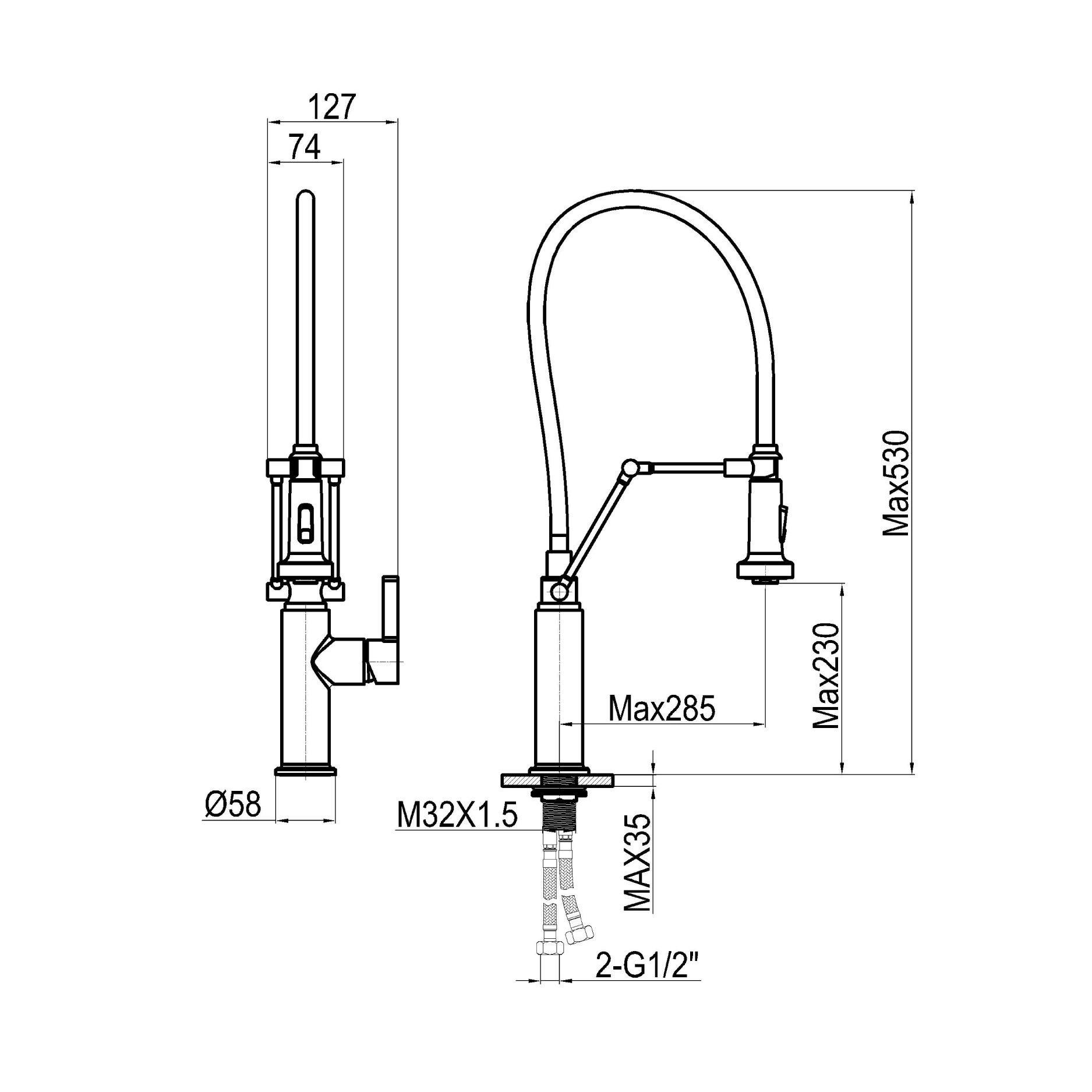 Kitchen tap - Brass - Hot & cold