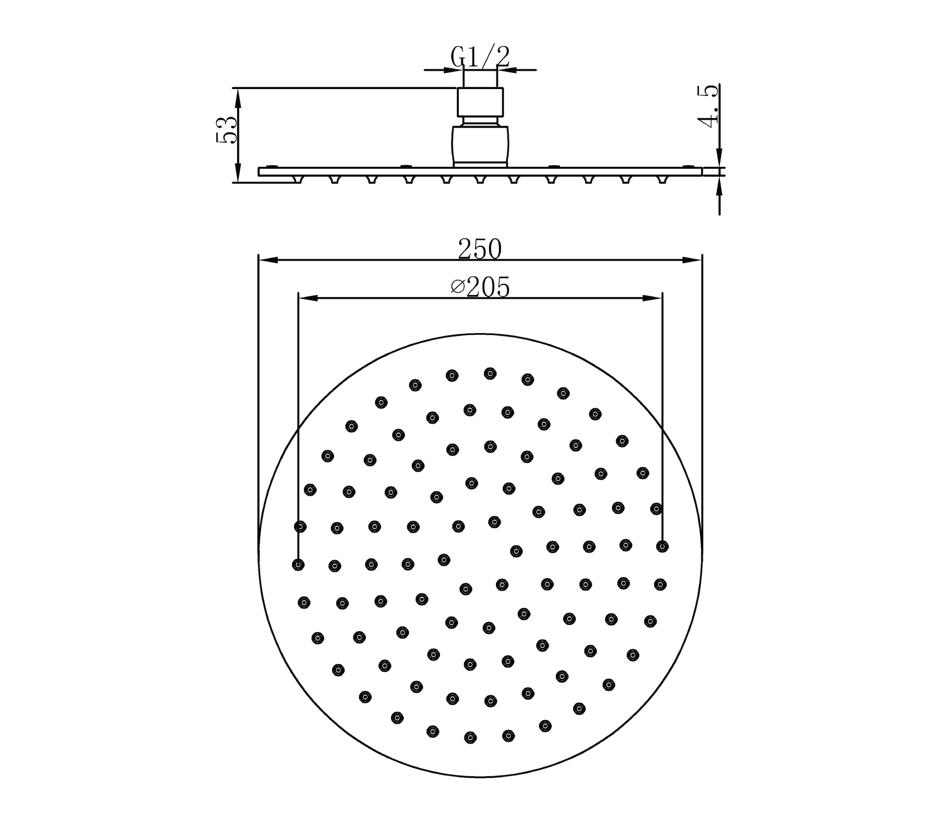 Ultrathin shower head - Brass - Chrome - 10''