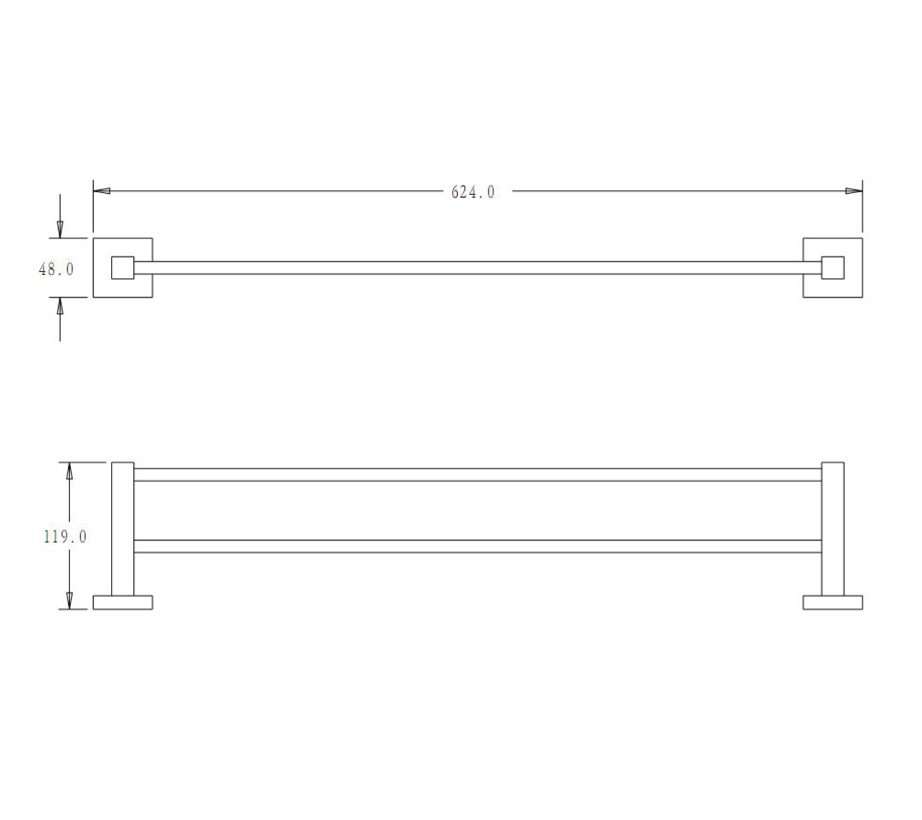 Double towel bar - Brass - Matte black