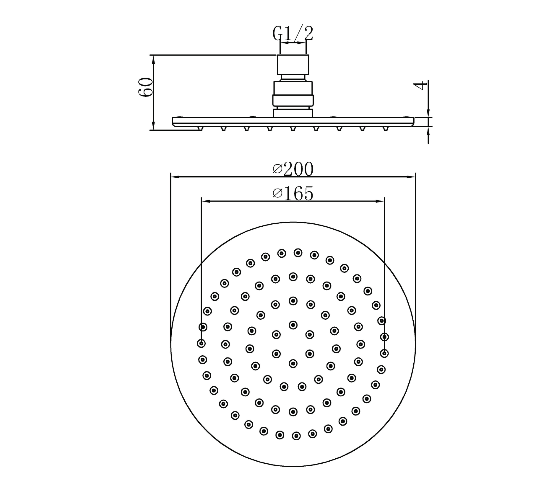 Shower head - Brass - 8''
