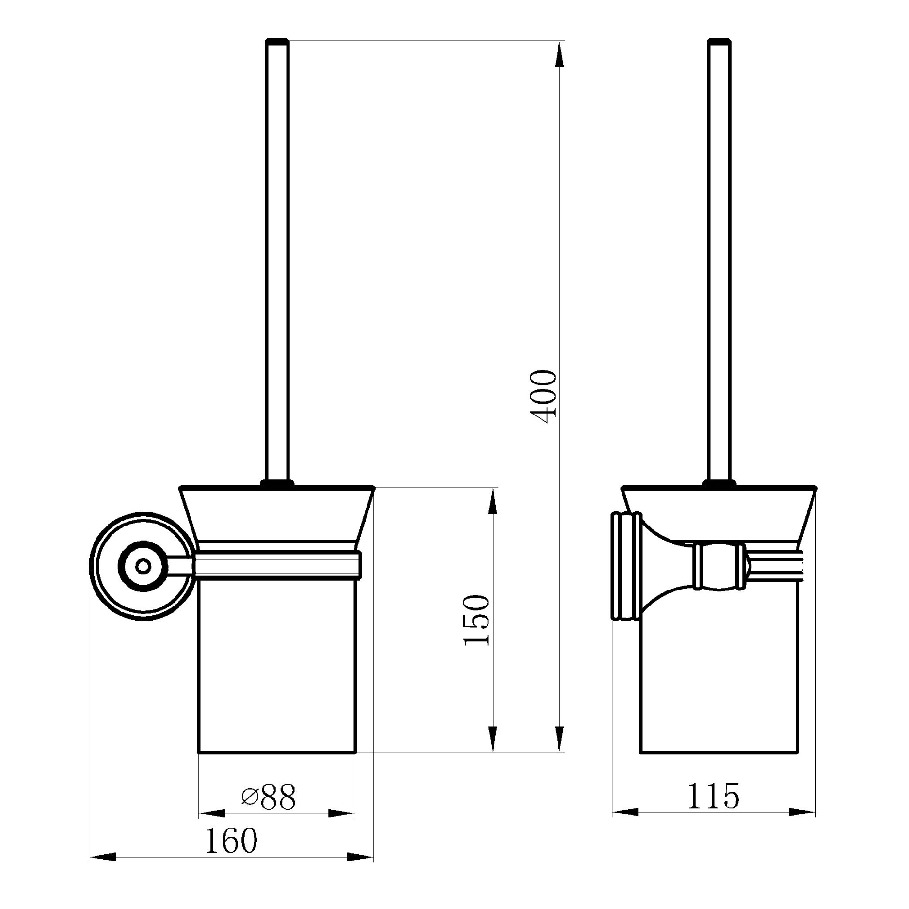Toilet brush holder - Brass & SS