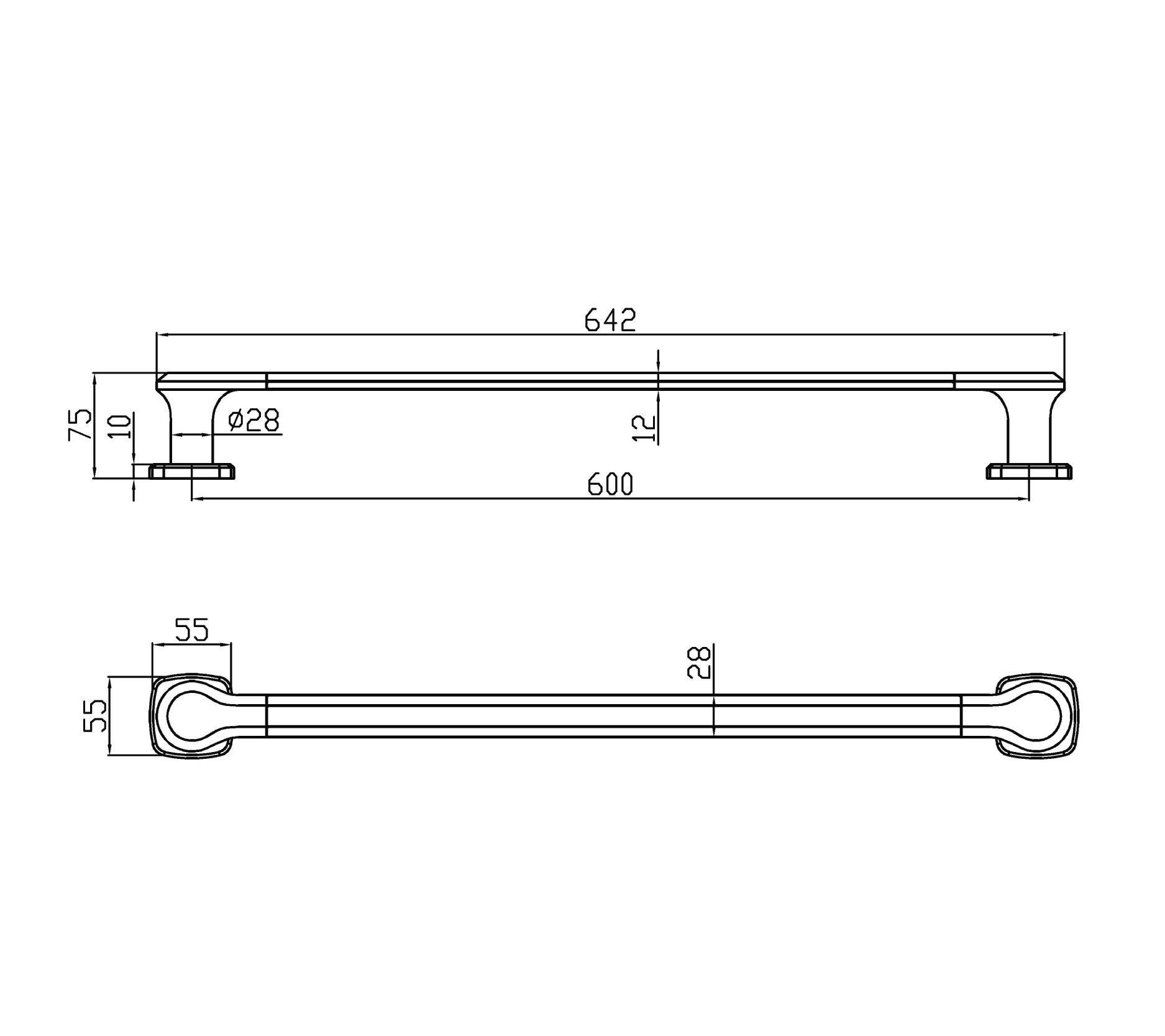 Single towel bar - Brass