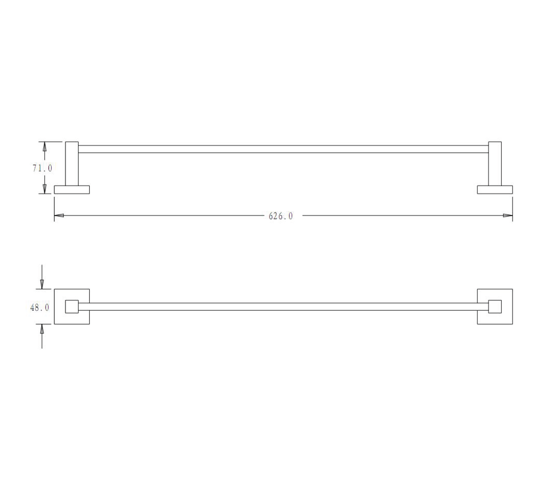 Single towel bar - Brass - Matte black