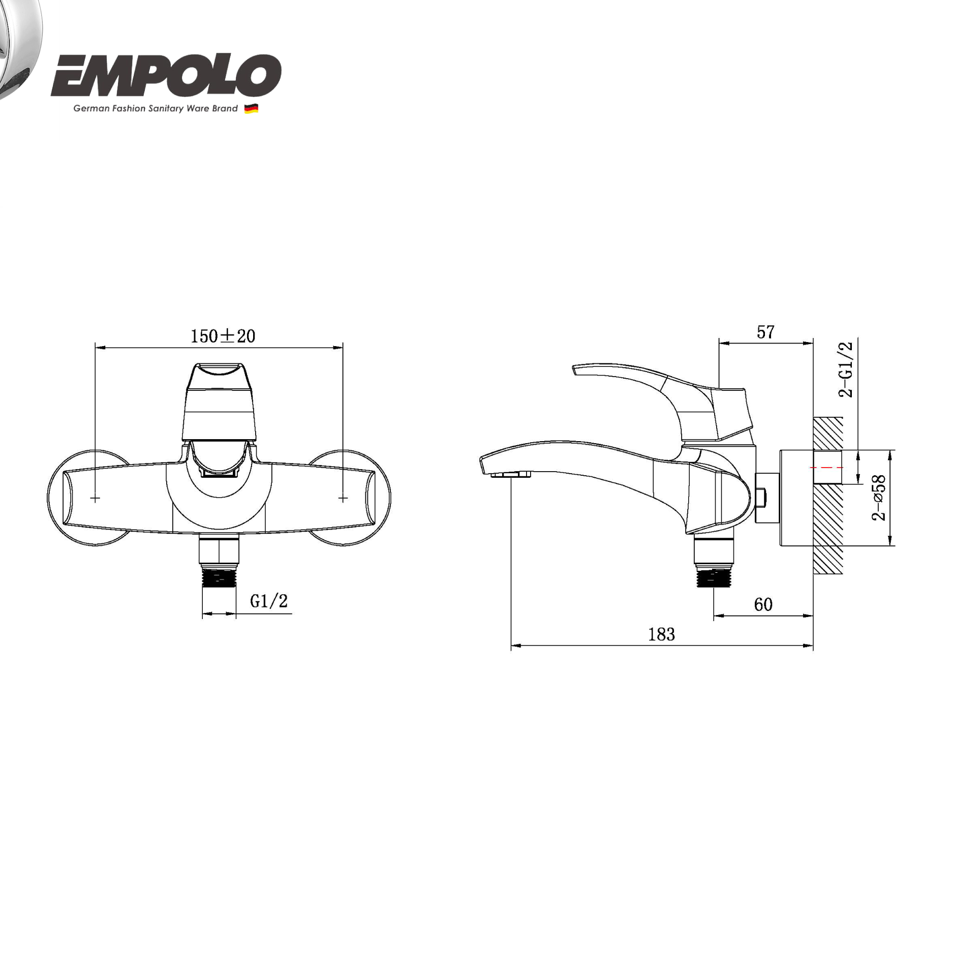 Single lever bath/shower mixer