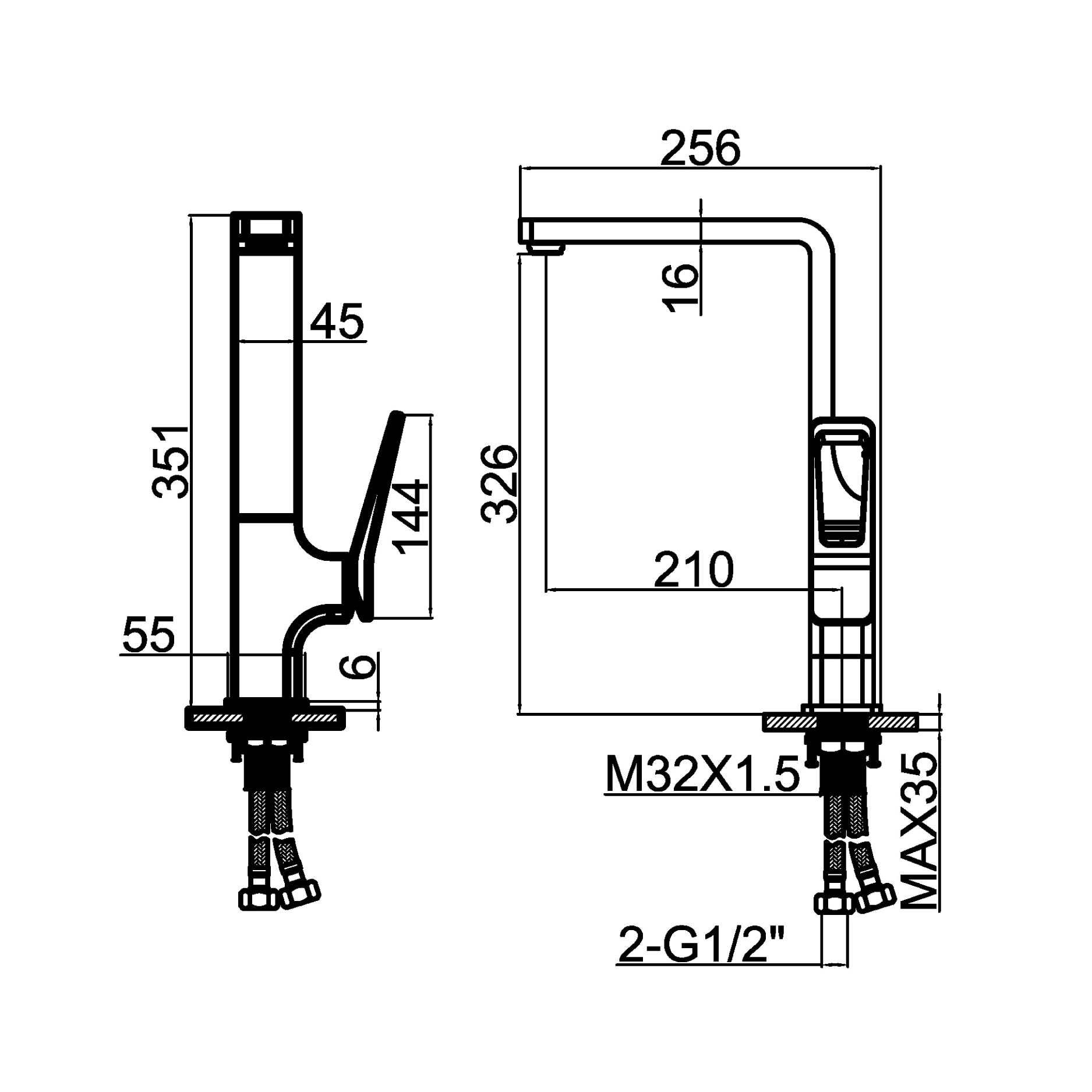 Kitchen tap - Brass & Zinc - Hot & cold
