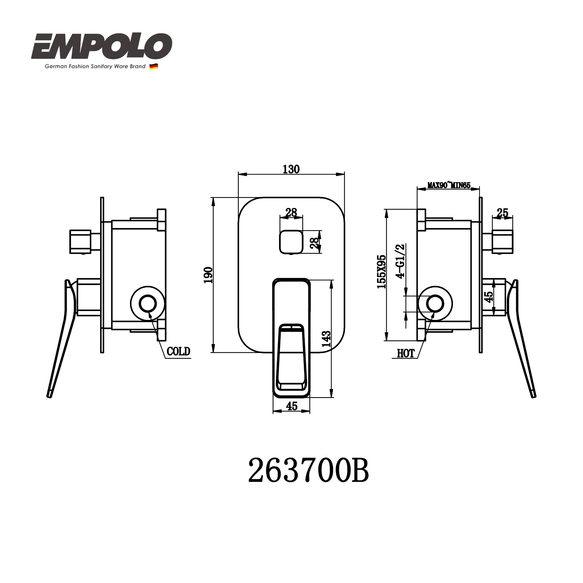 Wall-mounted shower mixer valve - with concealed box