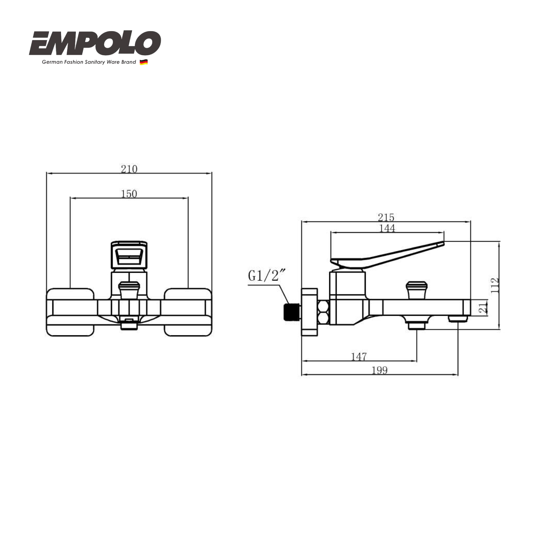 Single-lever shower mixer - w/o hand shower