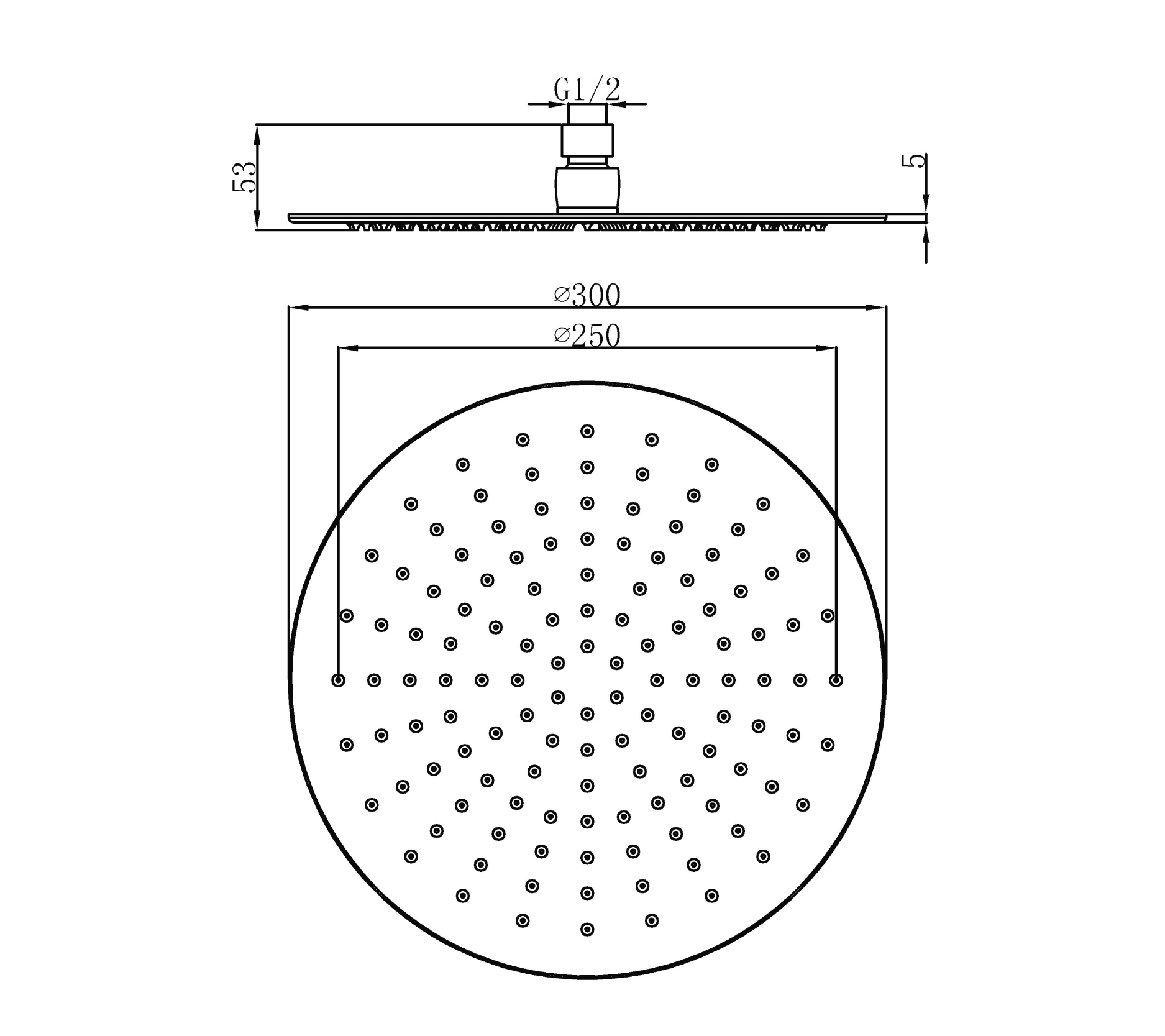 Ultrathin shower head - Brass - Chrome - 12''