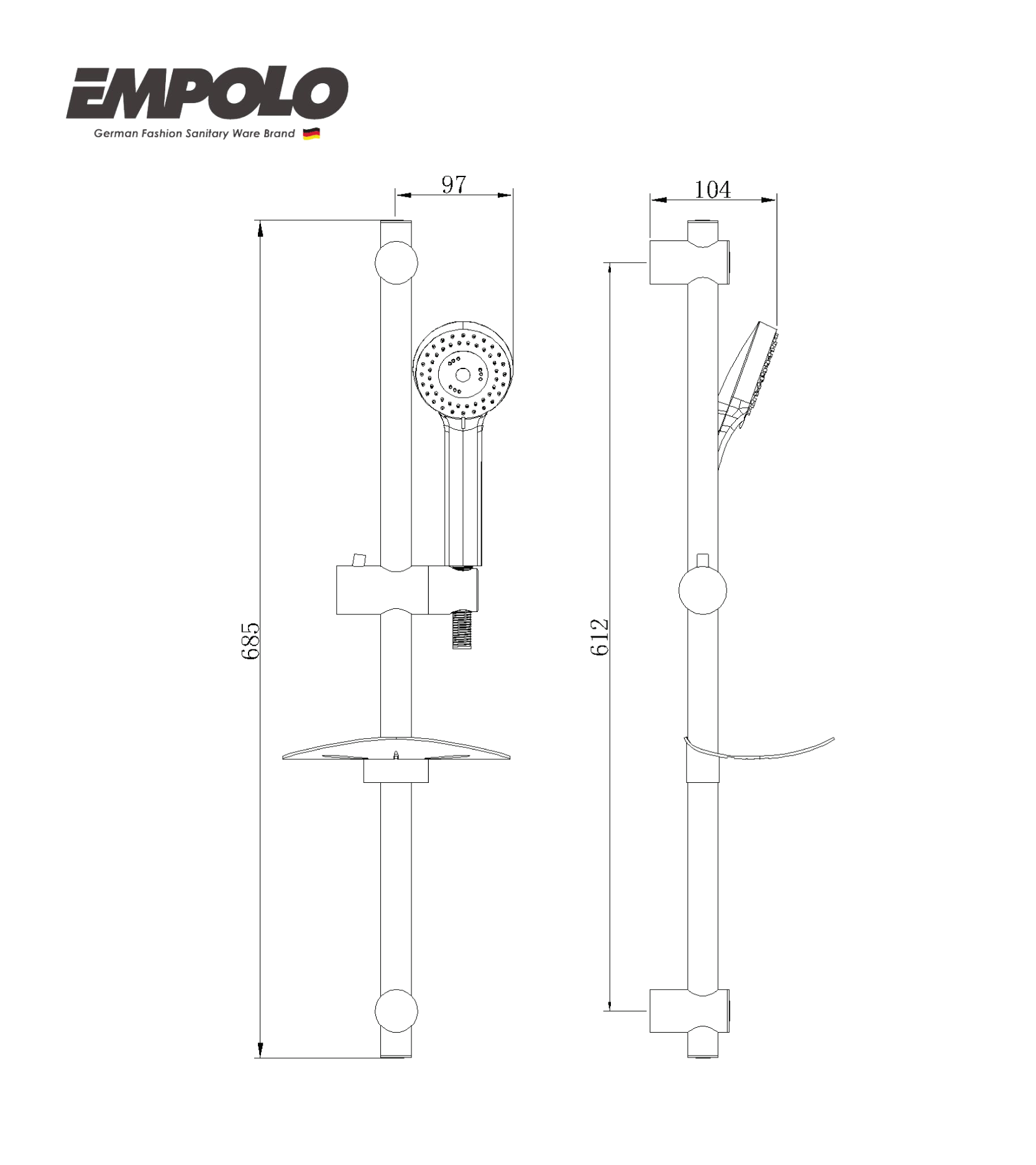 Sliding shower set - SS & ABS