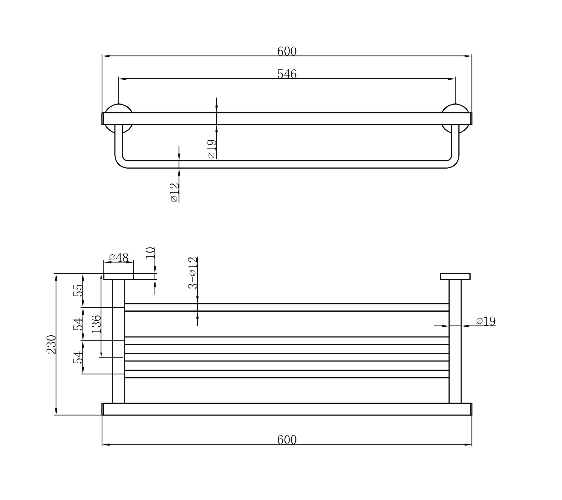 Multiple towel shelf - Brass & SS