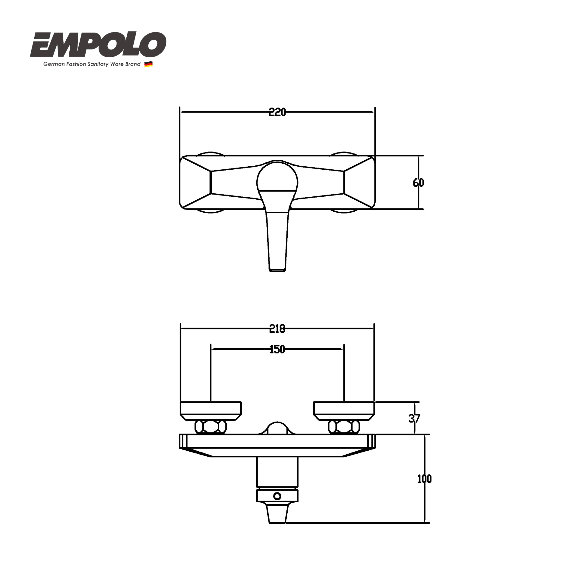 Single-lever shower mixer w/o hand shower