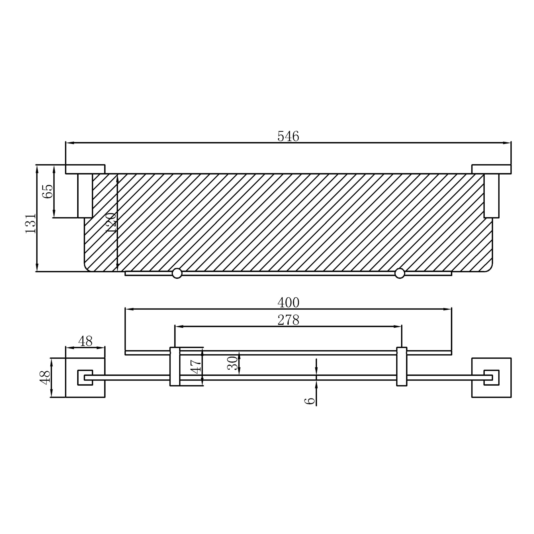 Glass shelf - Brass
