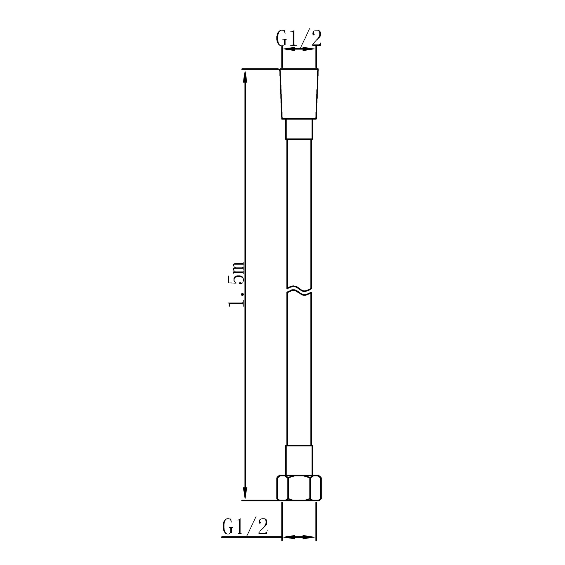 Single hose 1.5m  - silicon rubber