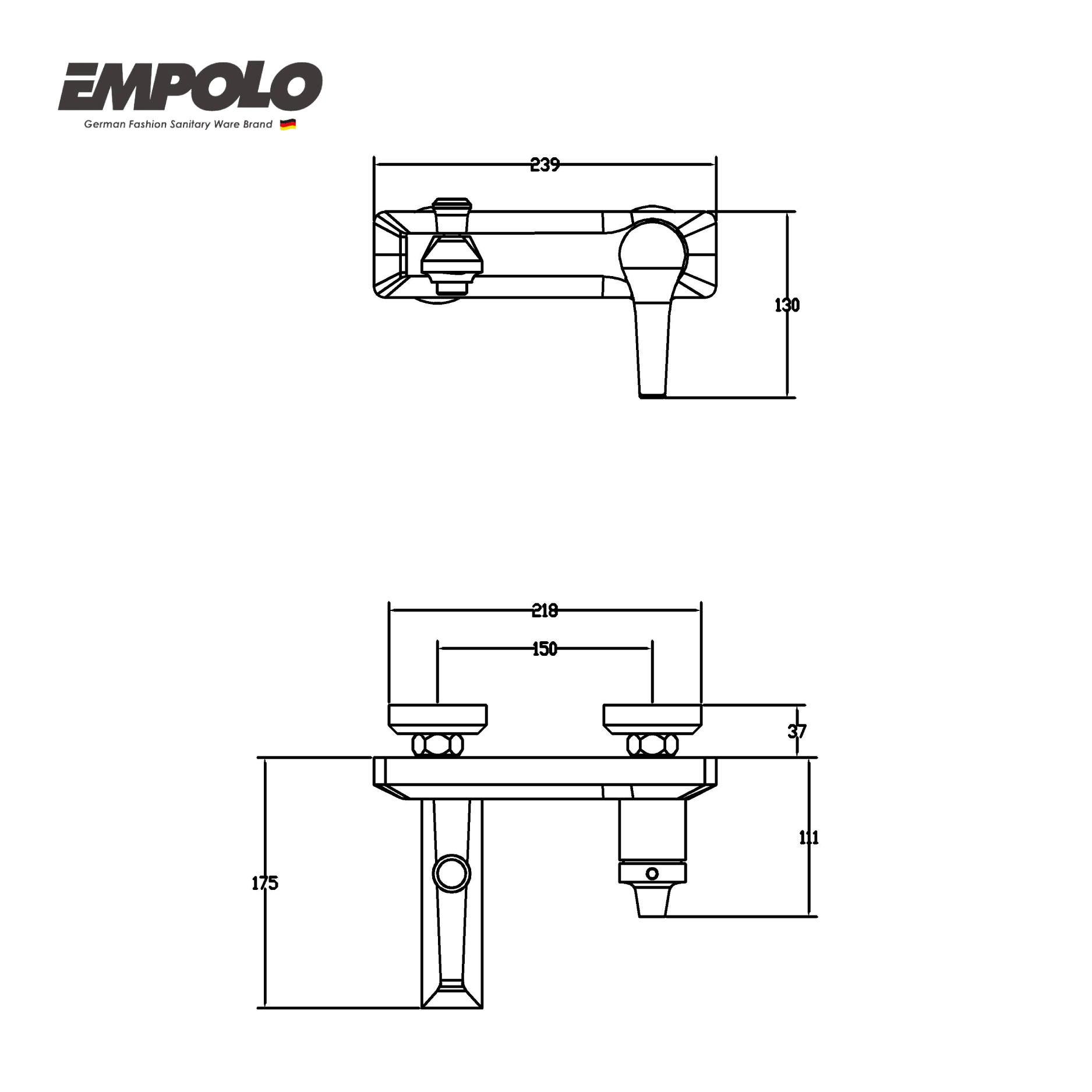 Single-lever bath mixer - w/o hand shower