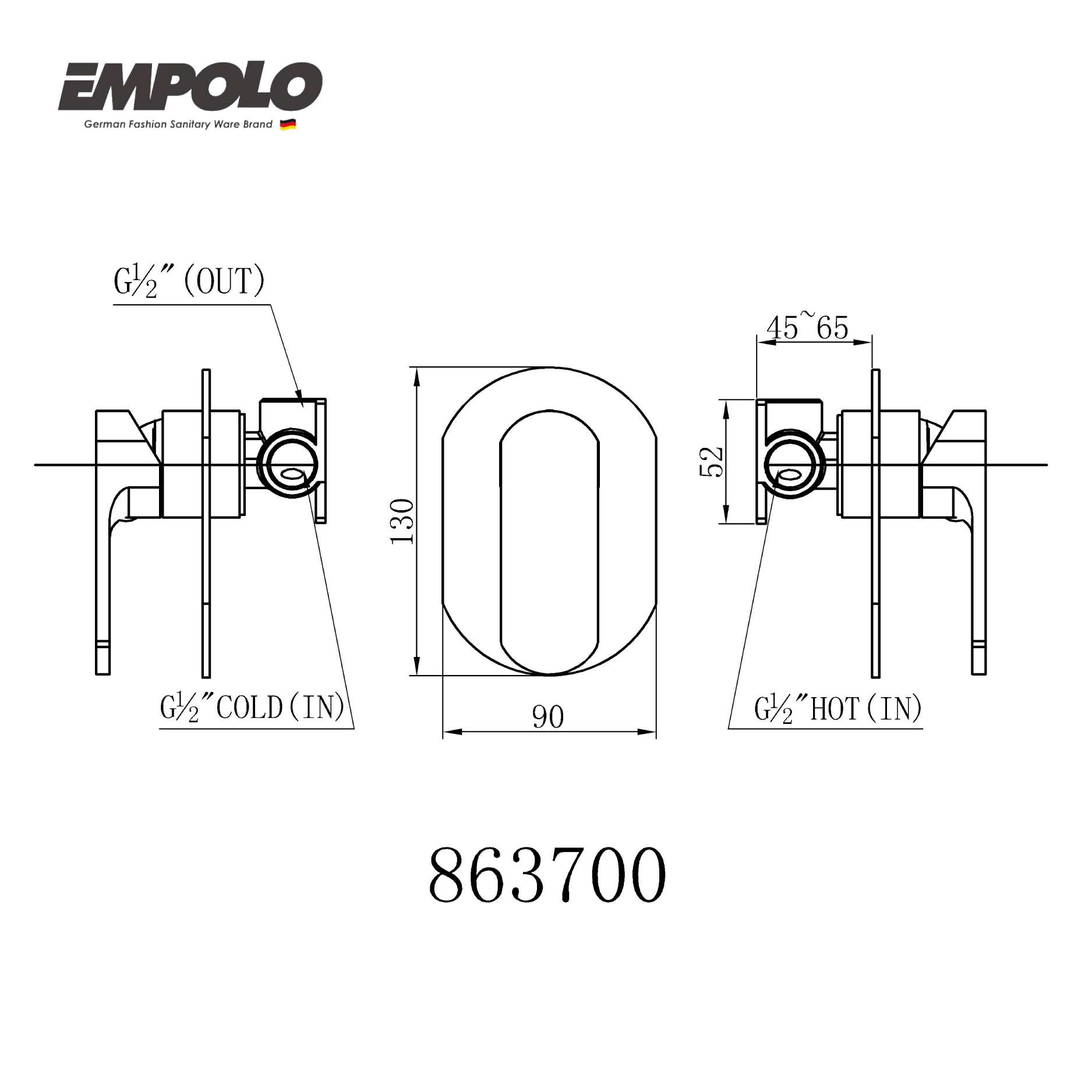 Wall mounted shower mixer valve