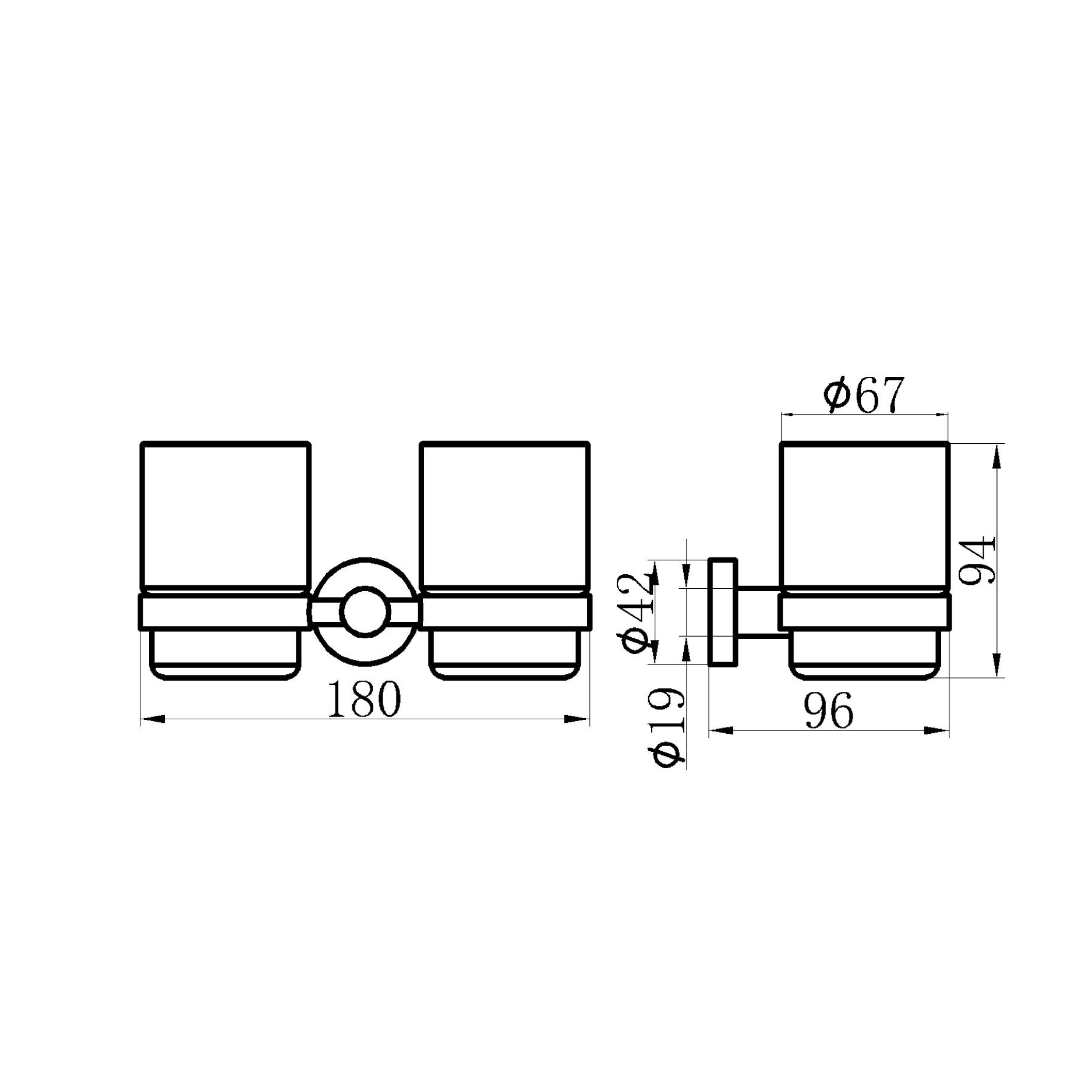 Double tumbler holder - Brass - Matte black