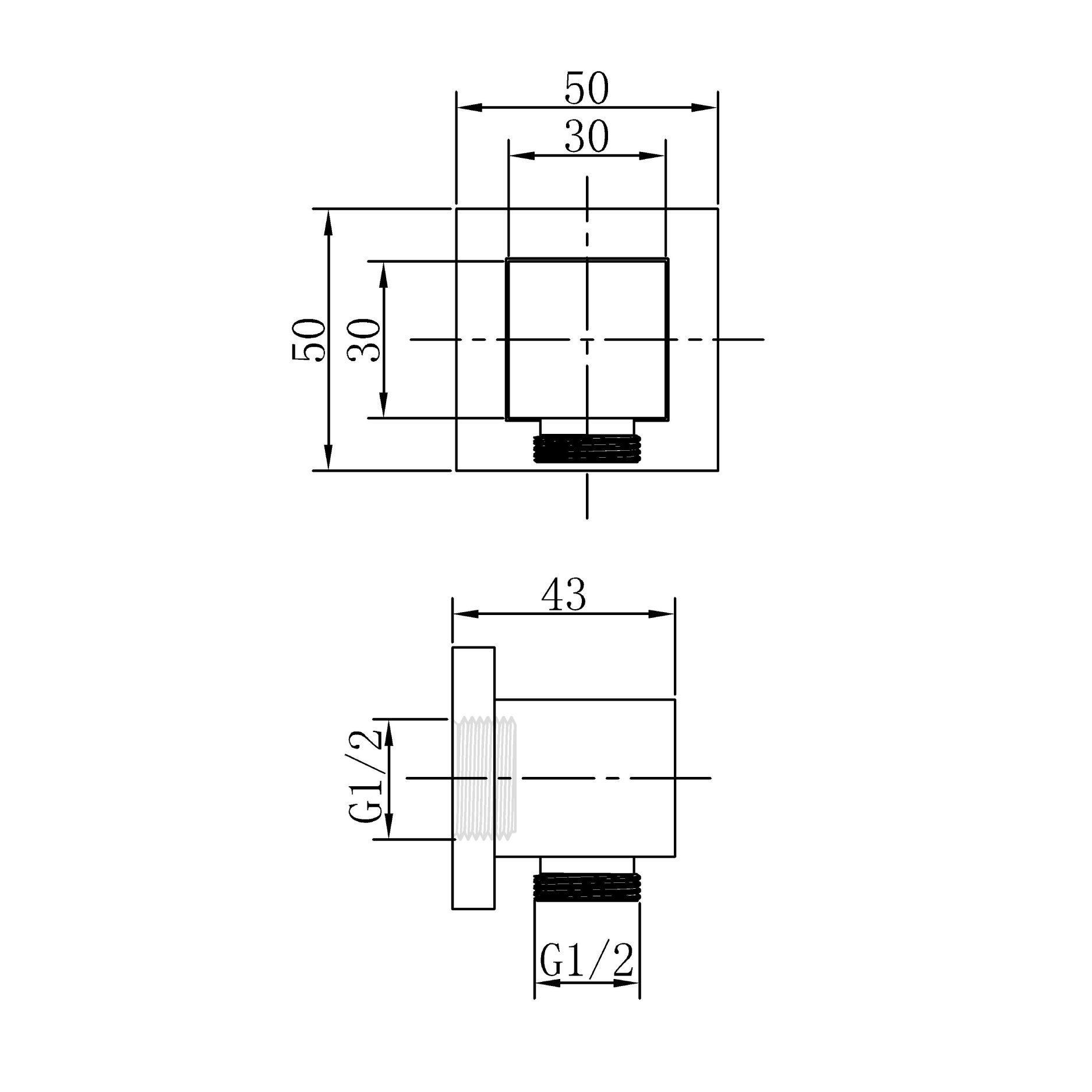 Shower elbow - Brass