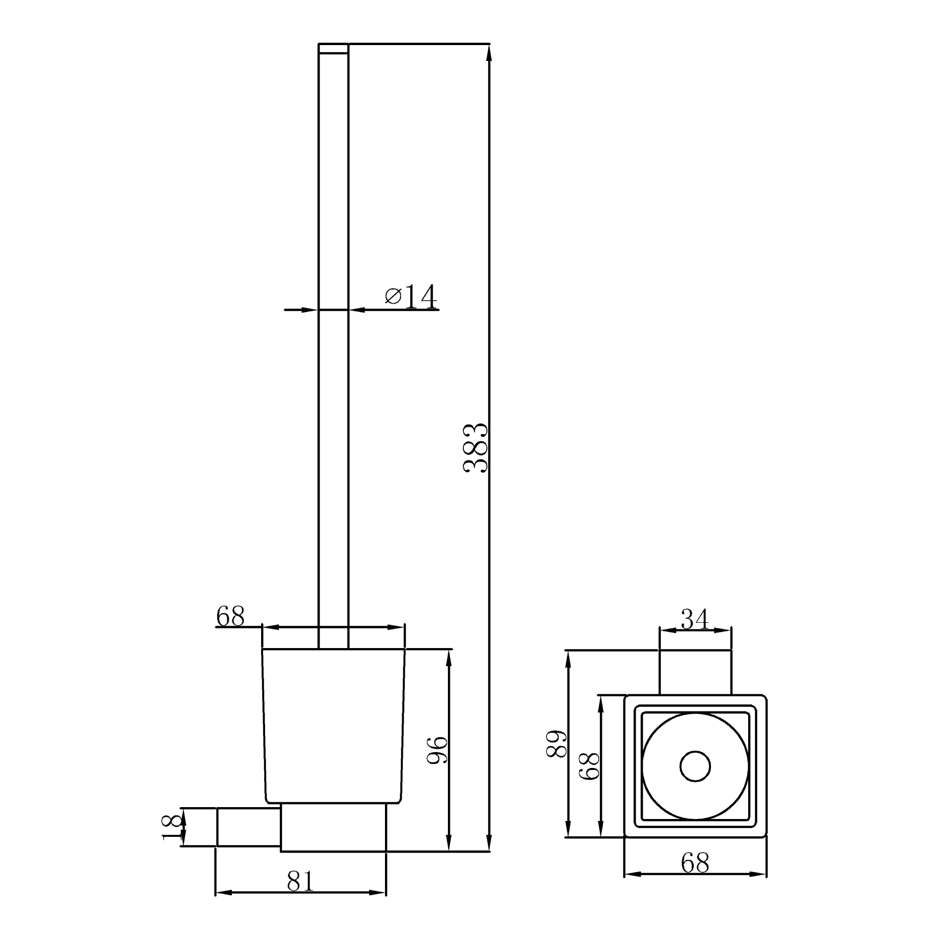 Toilet brush holder - Brass