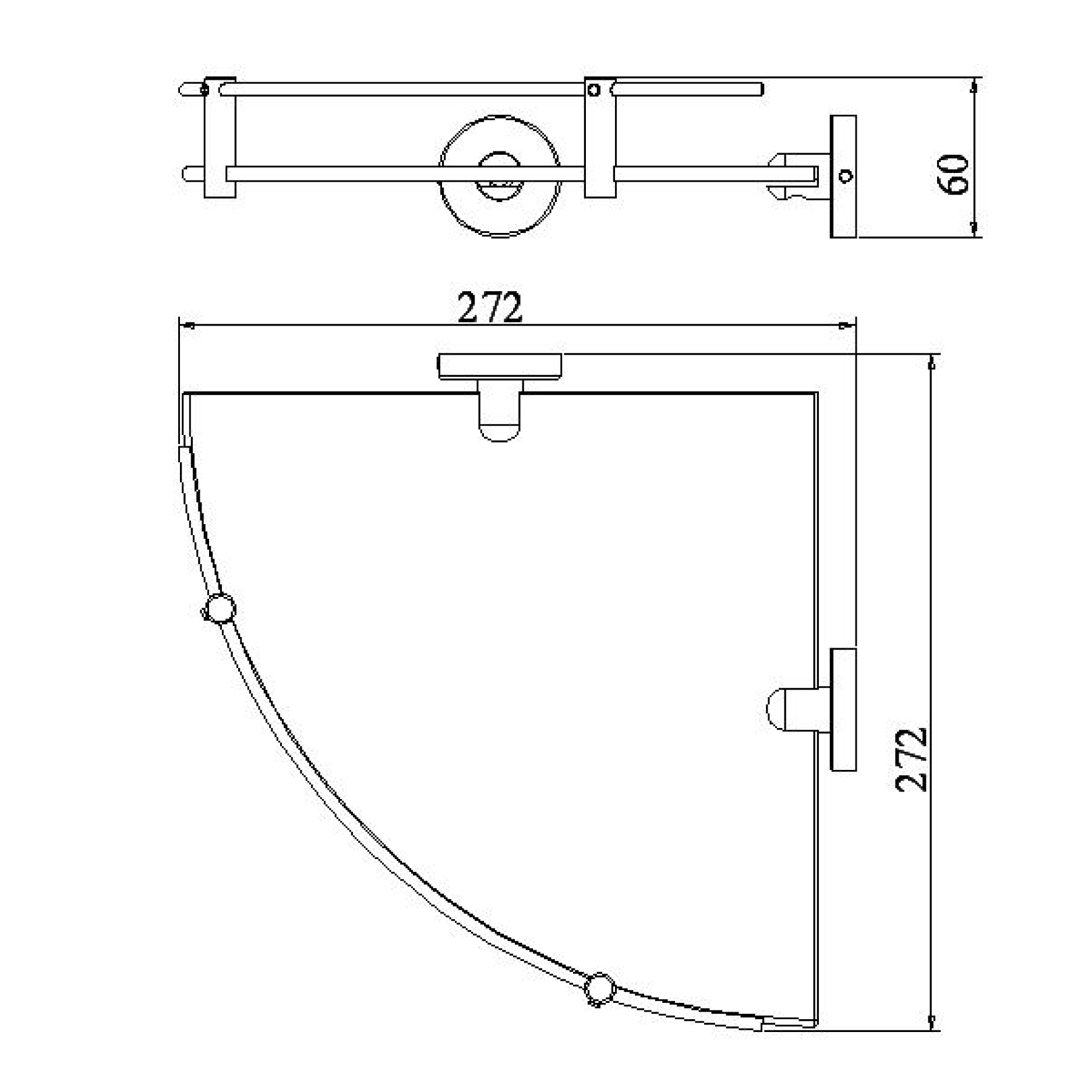 Corner glass shelf - SS