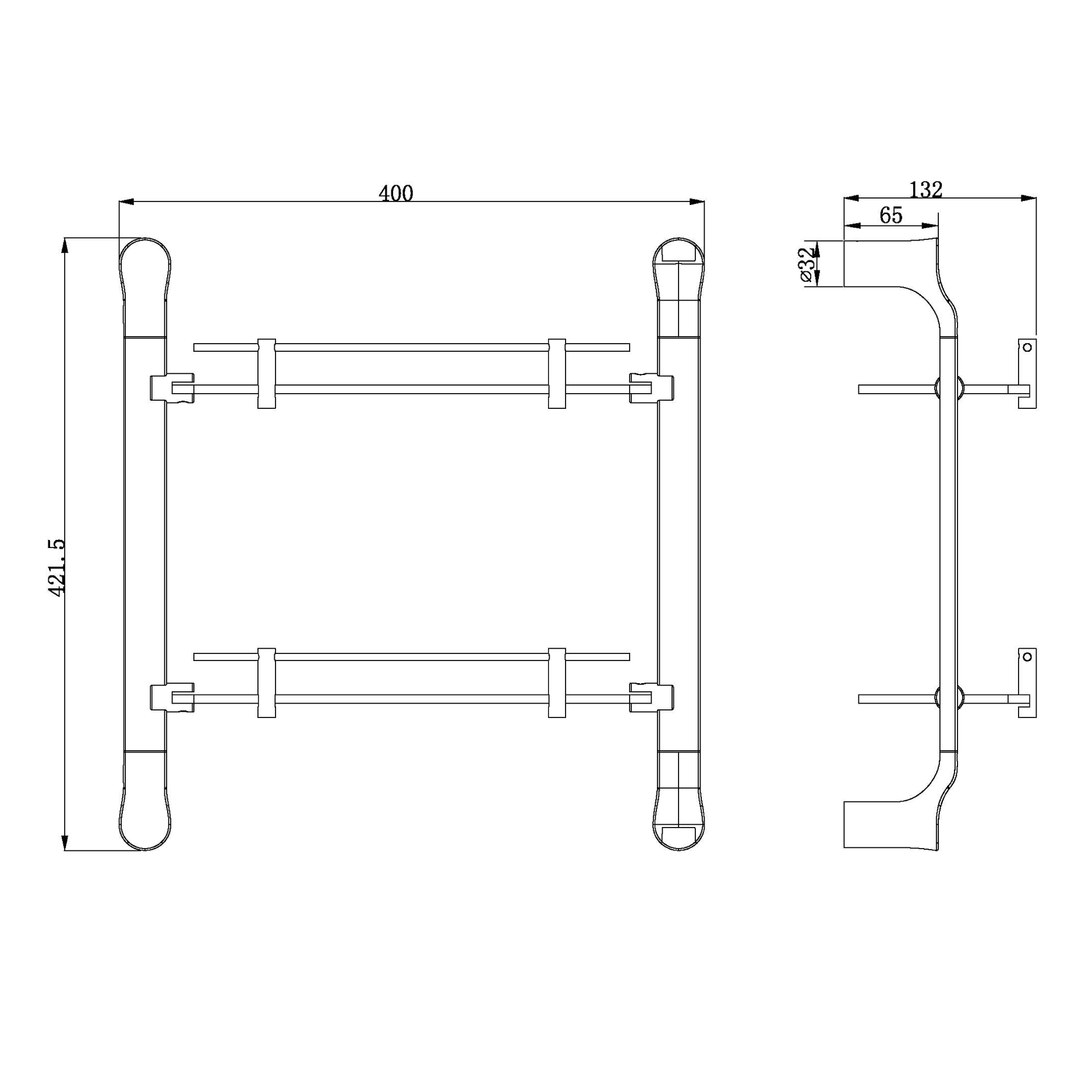 Double glass shelf - Brass