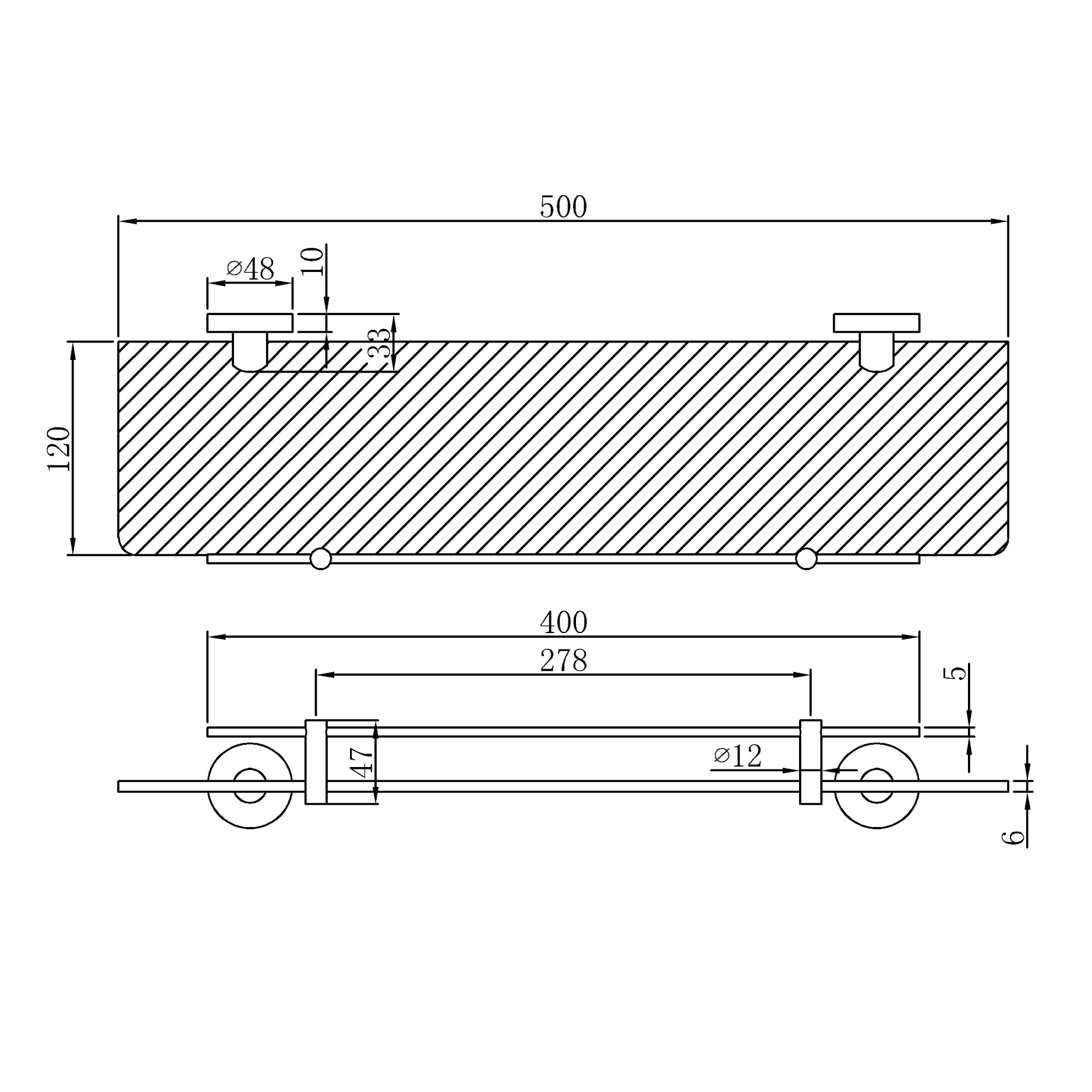 Glass shelf - SS & Brass