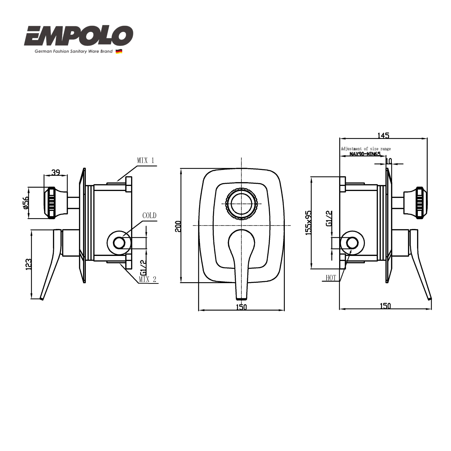 Wall-mounted shower mixer valve - with concealed box