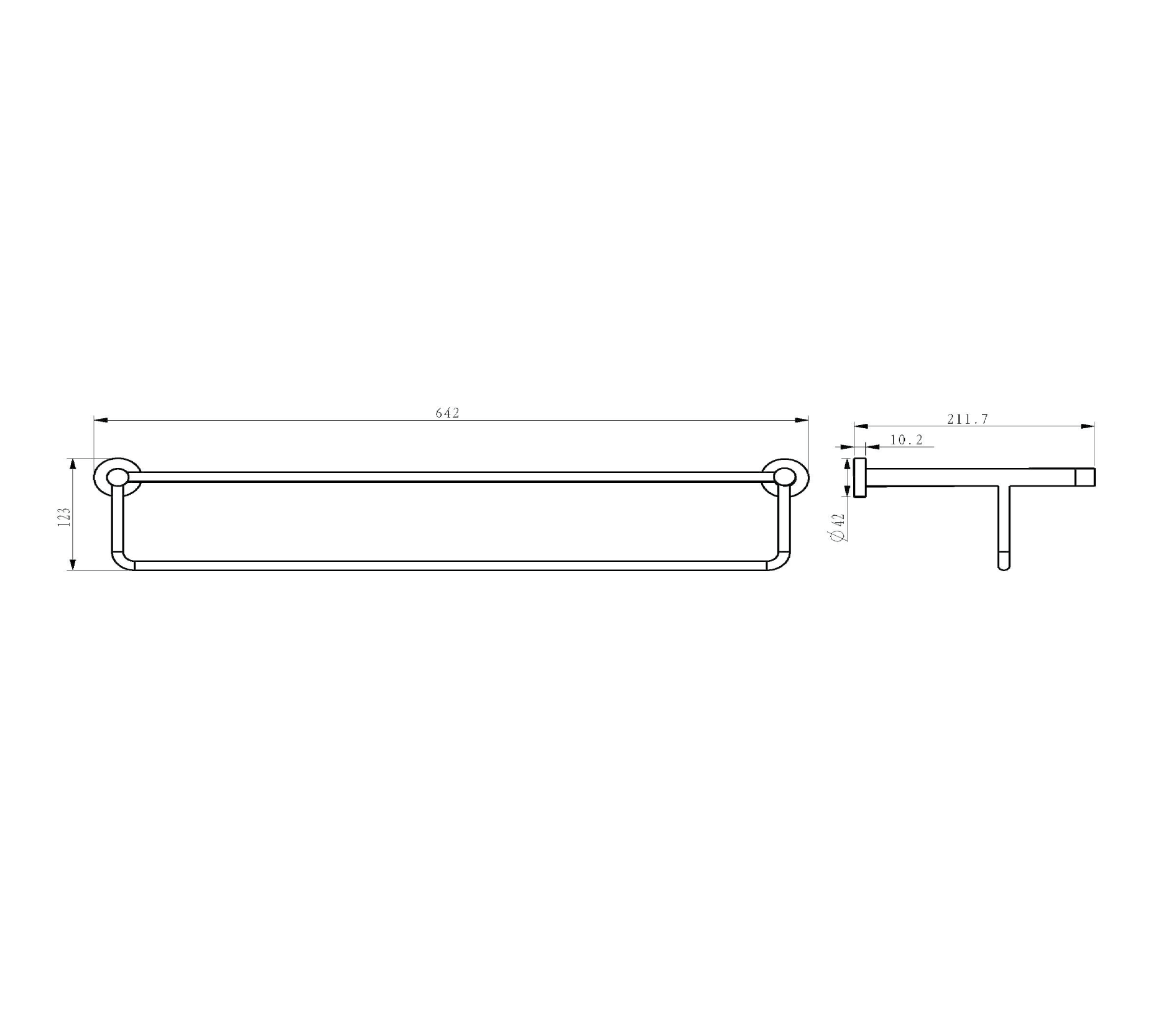 Double towel shelf - brass - Matte black
