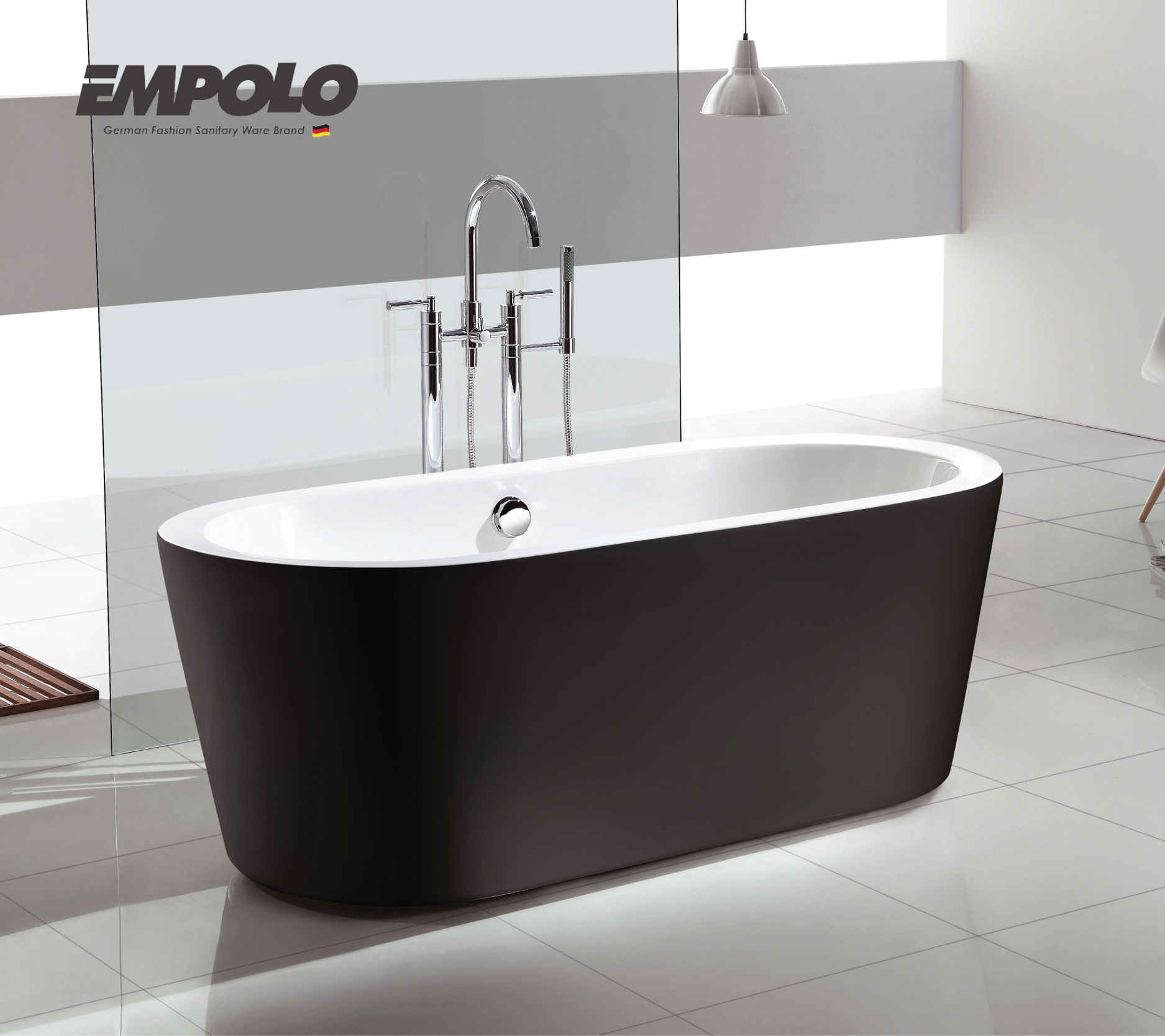 Freestanding bathtub - Acrylic - White and Matte black