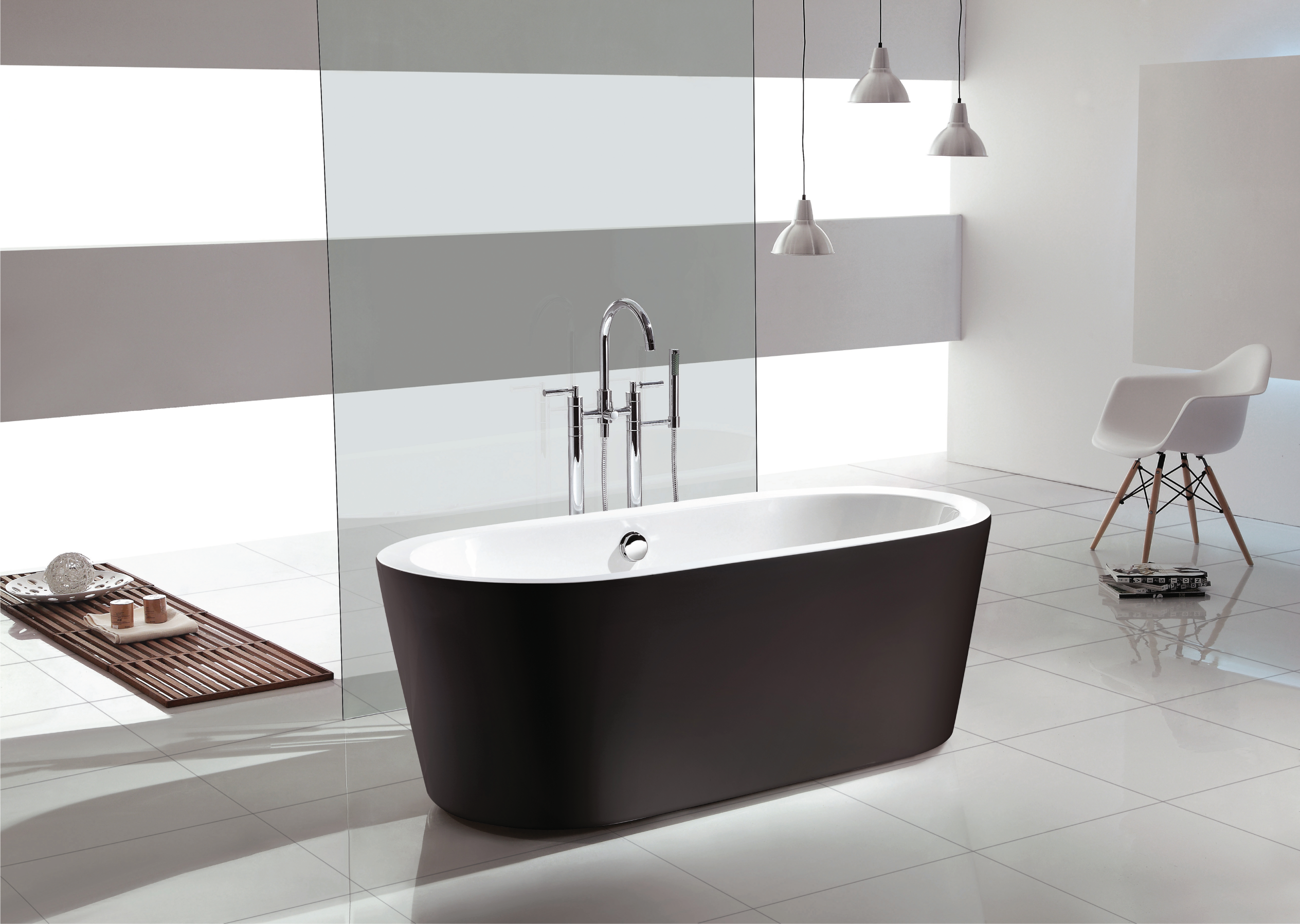 Freestanding bathtub - Acrylic - White and Matte black