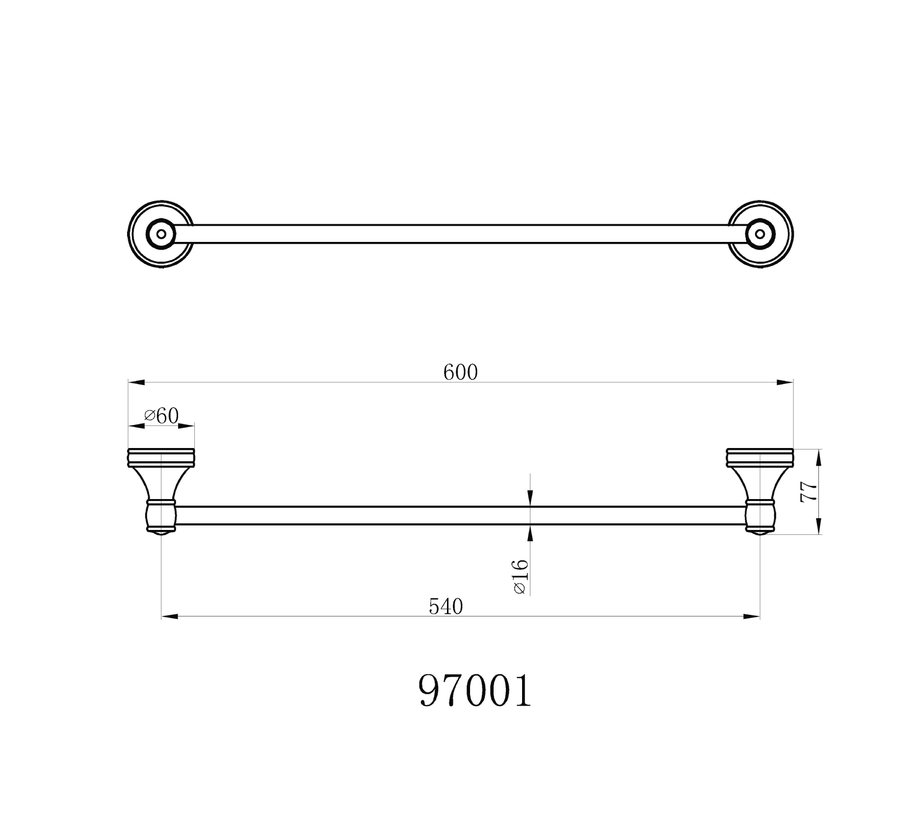 Double towel bar - Brass & SS