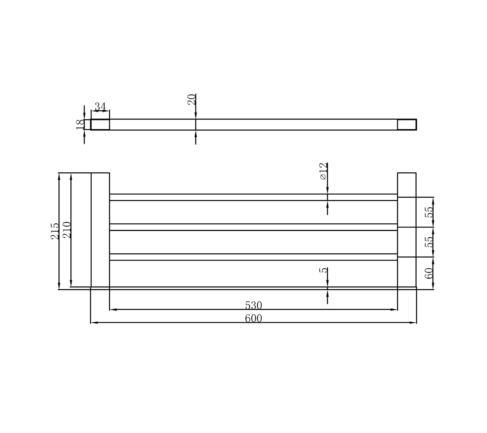 Bath towel shelf - Brass