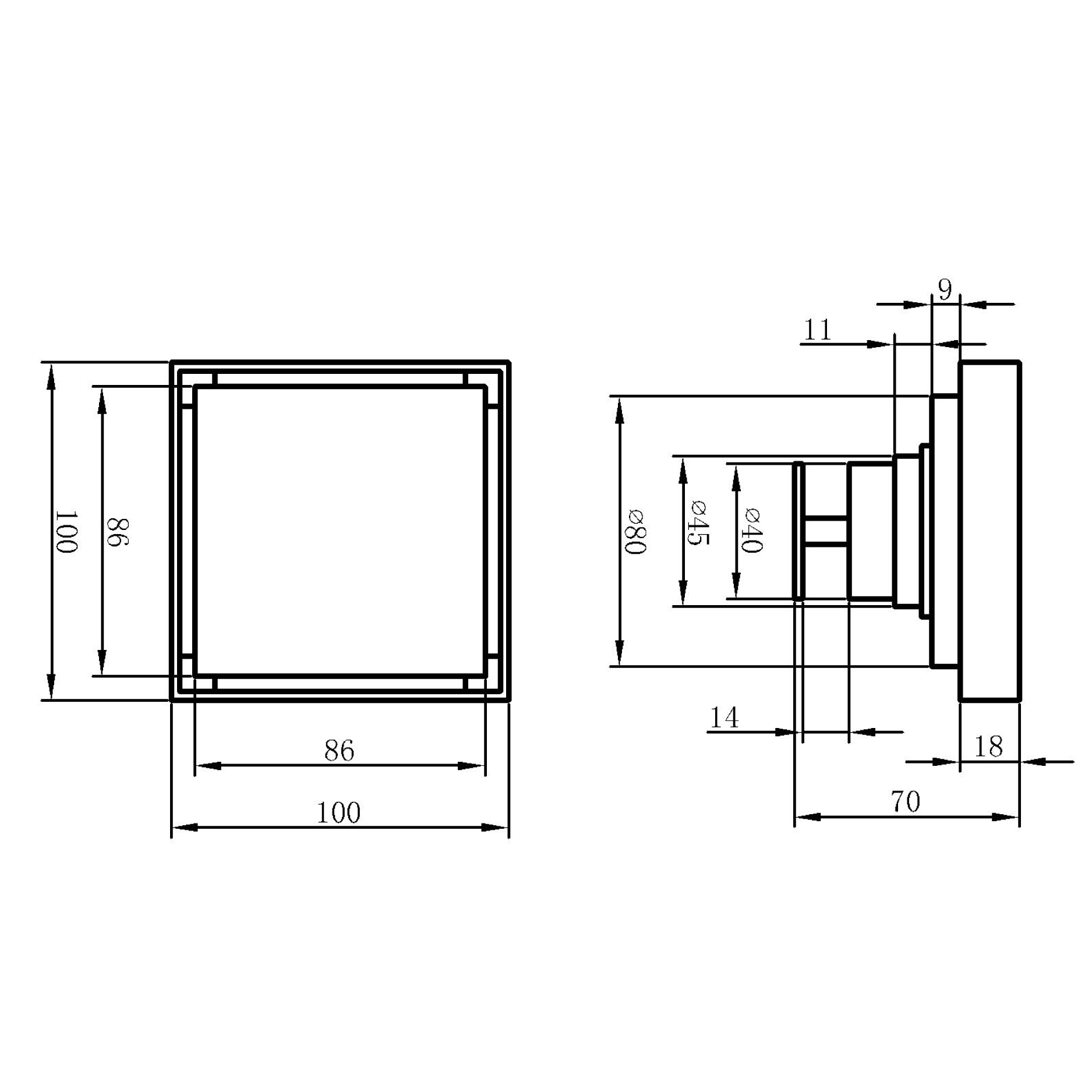 Floor drainer -100x100mm - brass