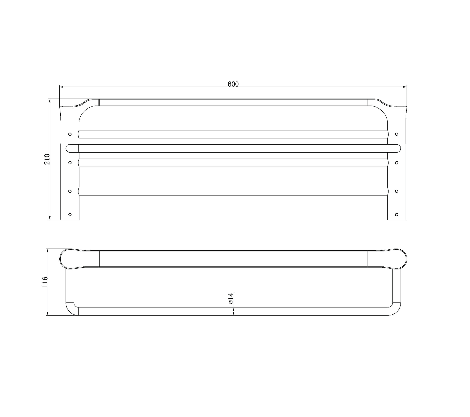 Double towel shelf - Brass