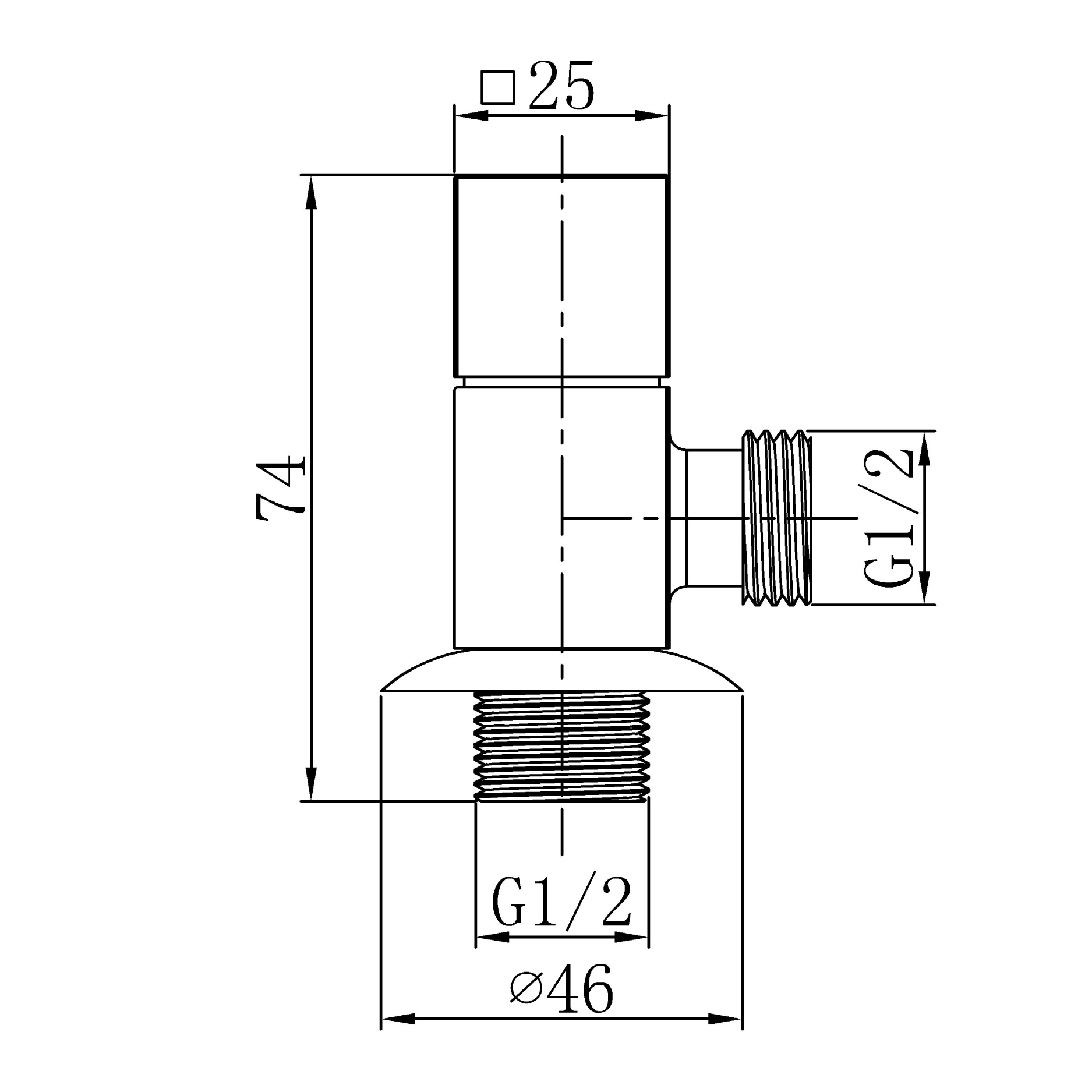 Angle valve brass  - Chrome