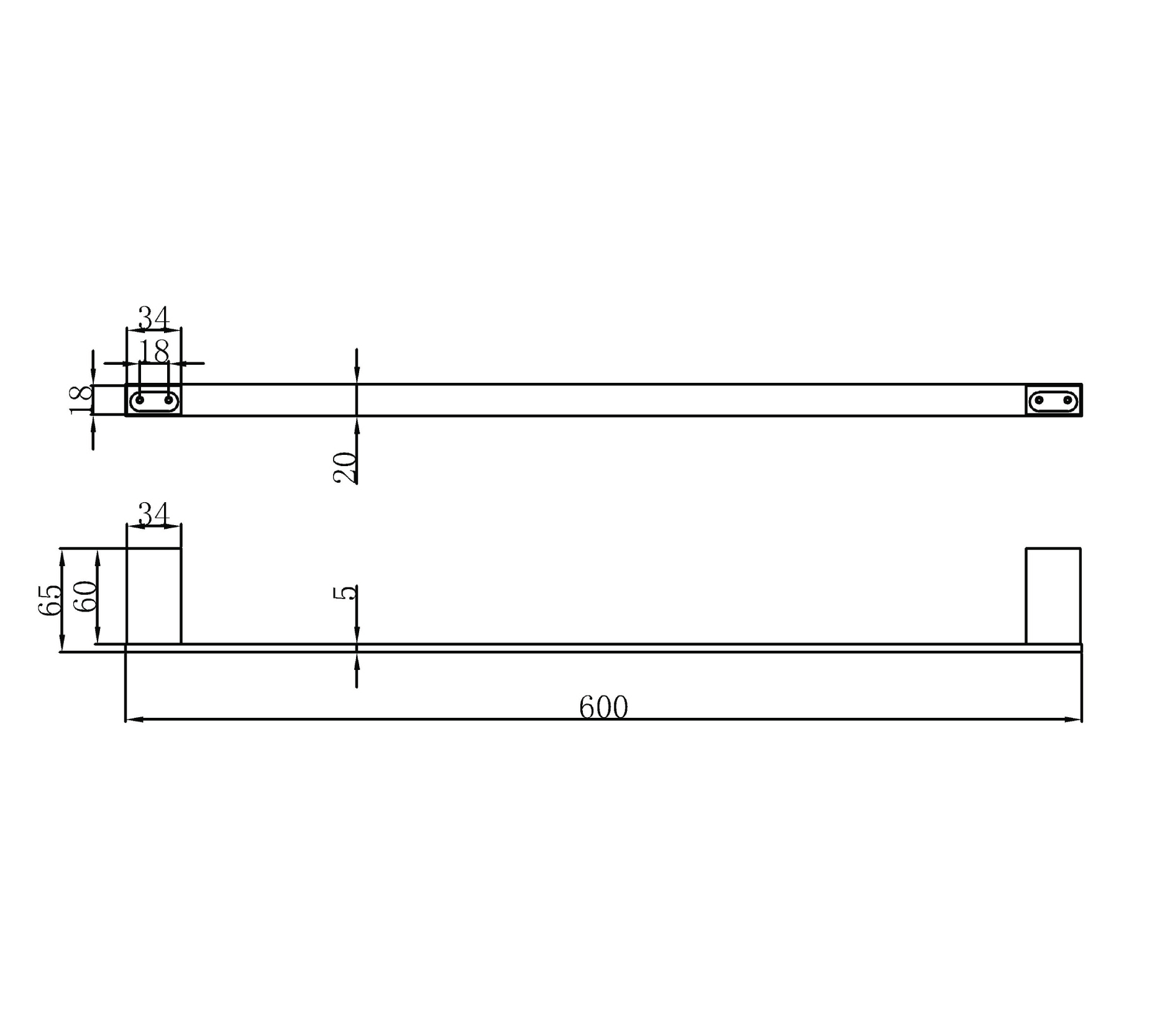 Single towel bar - Brass