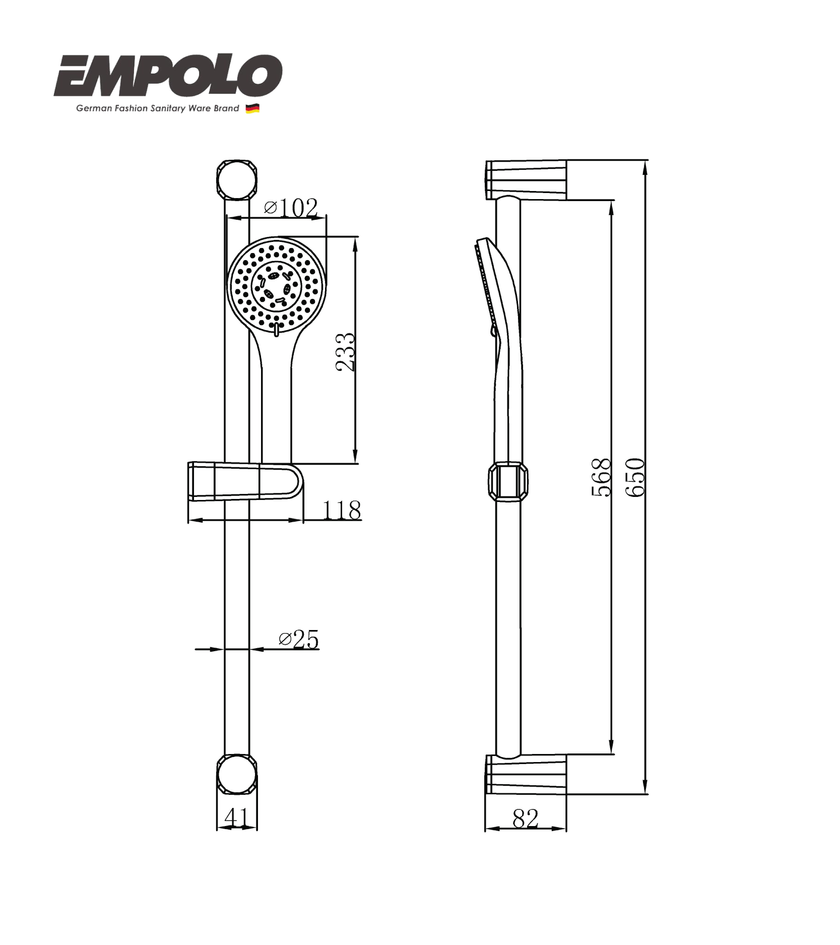 Sliding shower set - SS & ABS