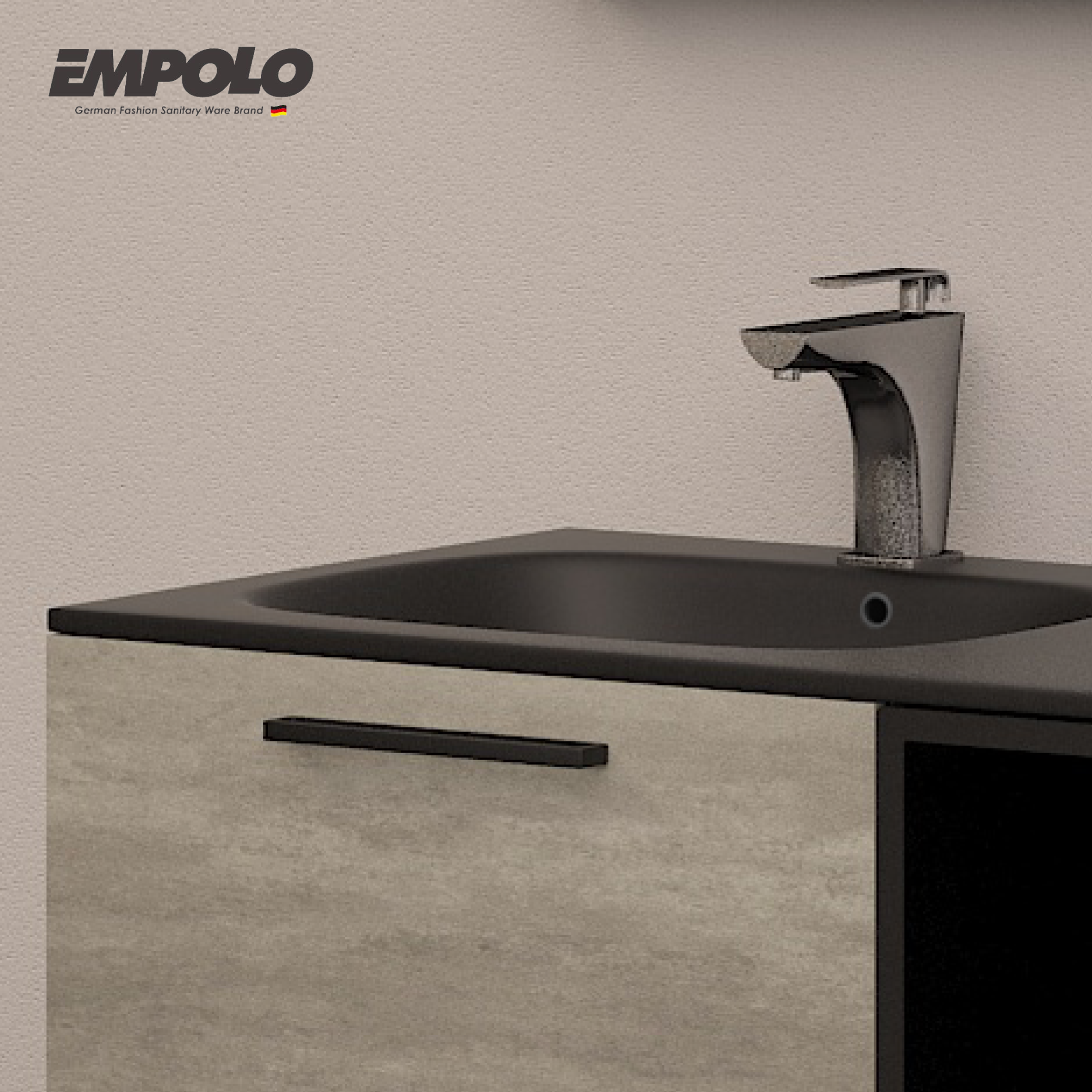 Artificial stone Basin - Glossy black