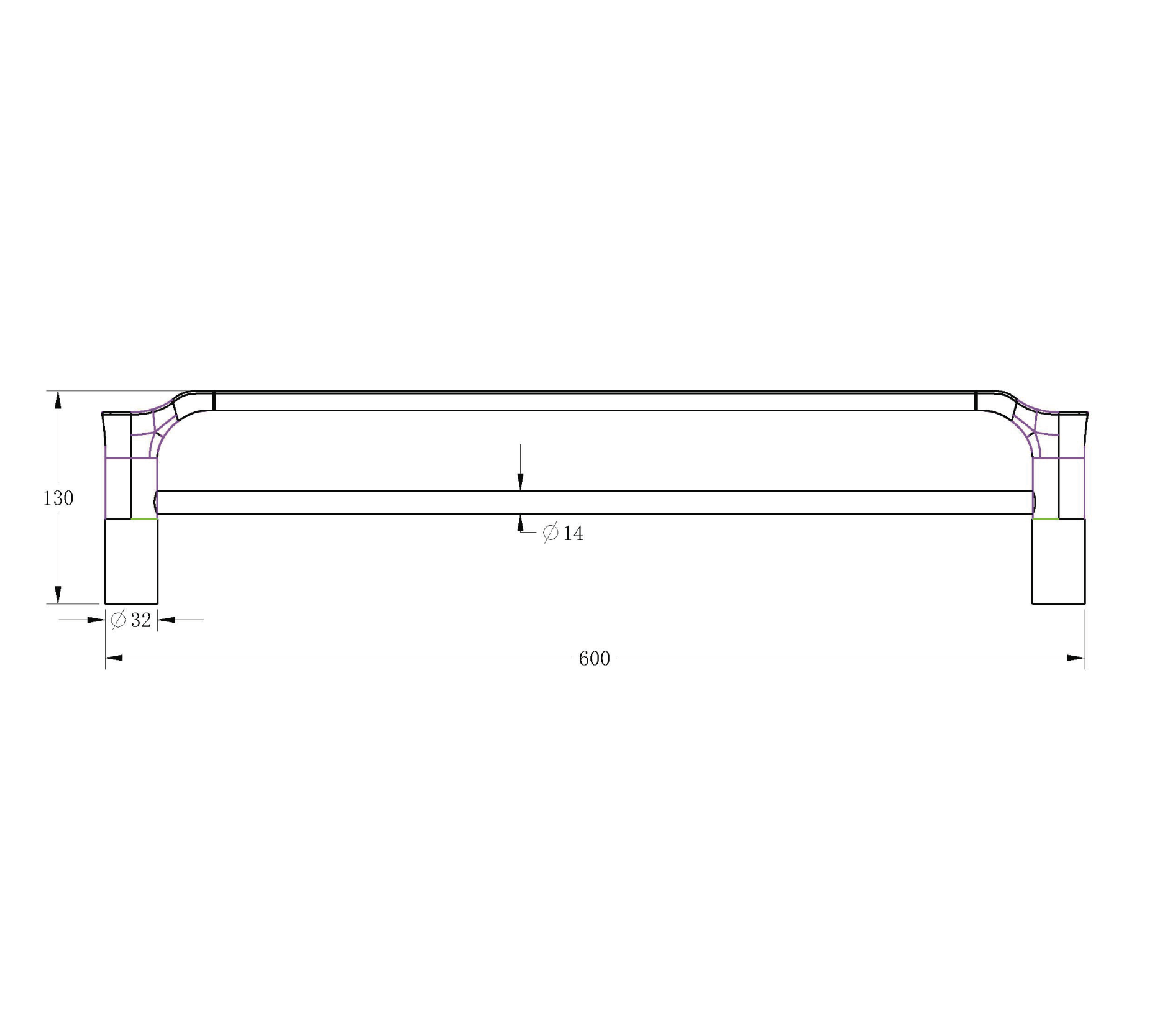 Double towel bar - Brass
