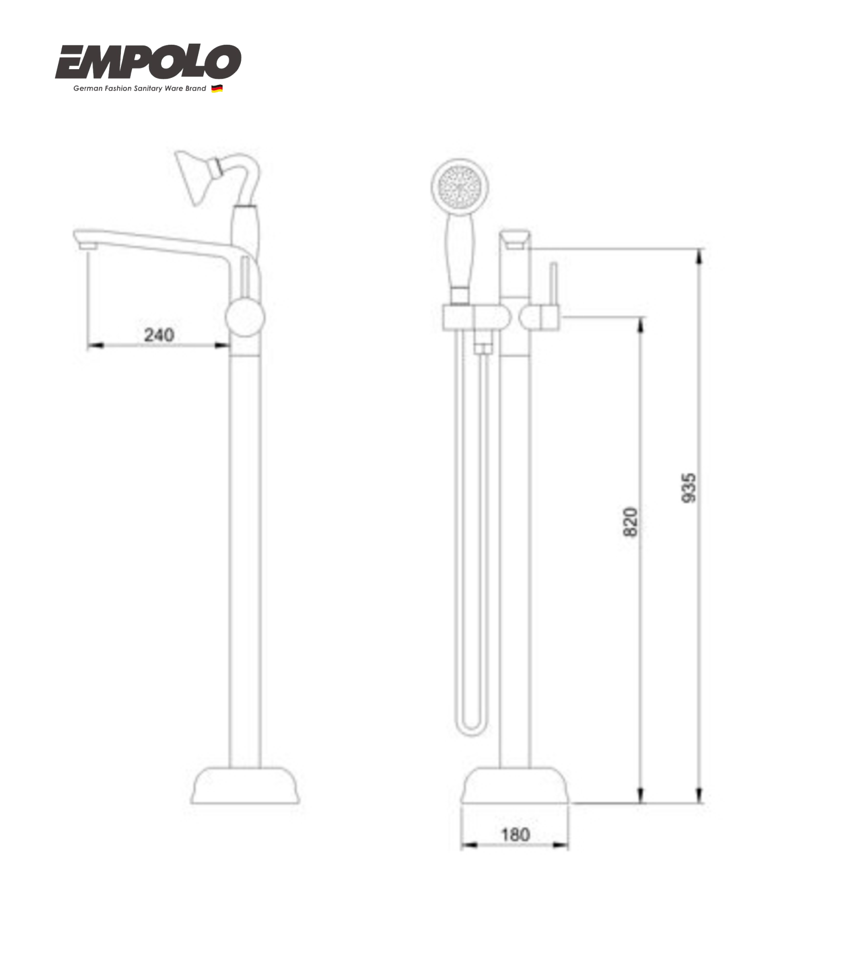 Bath Filler Floor mount with hand-shower