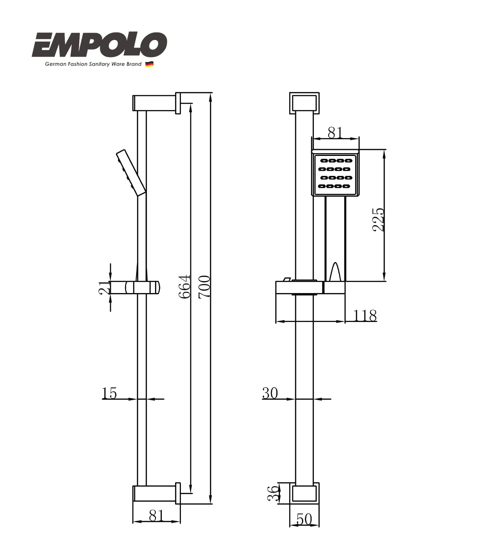 Sliding shower set - SS & ABS