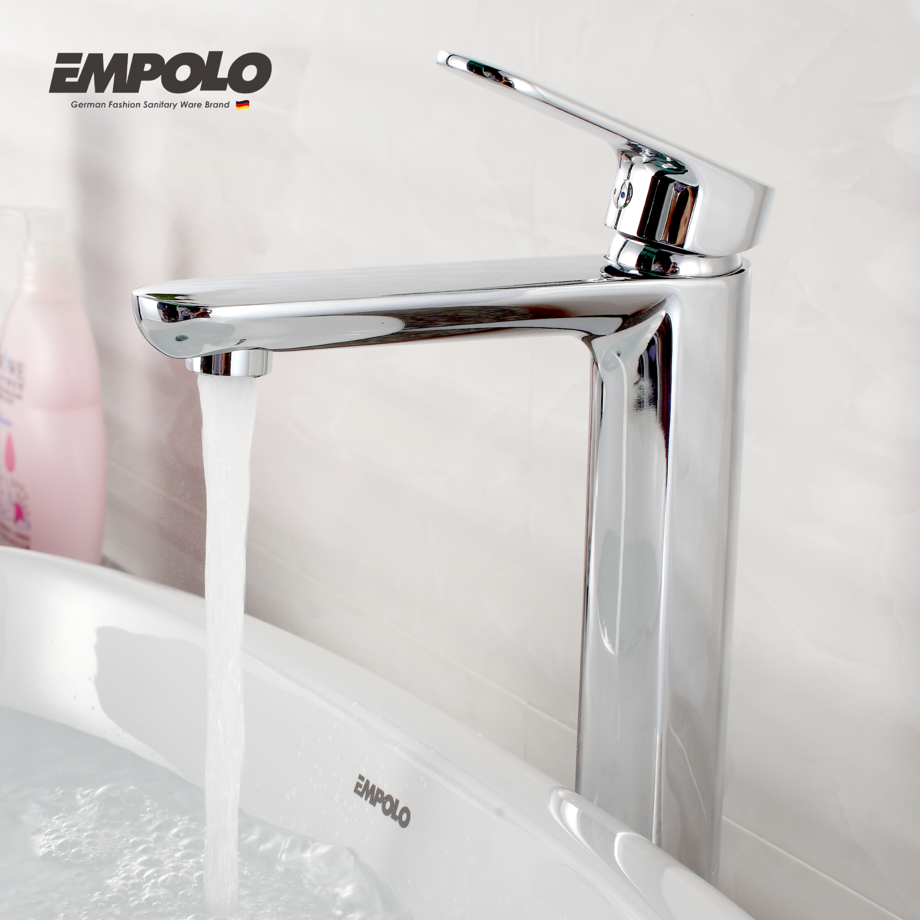 Tall basin tap - Brass -  Hot & cold