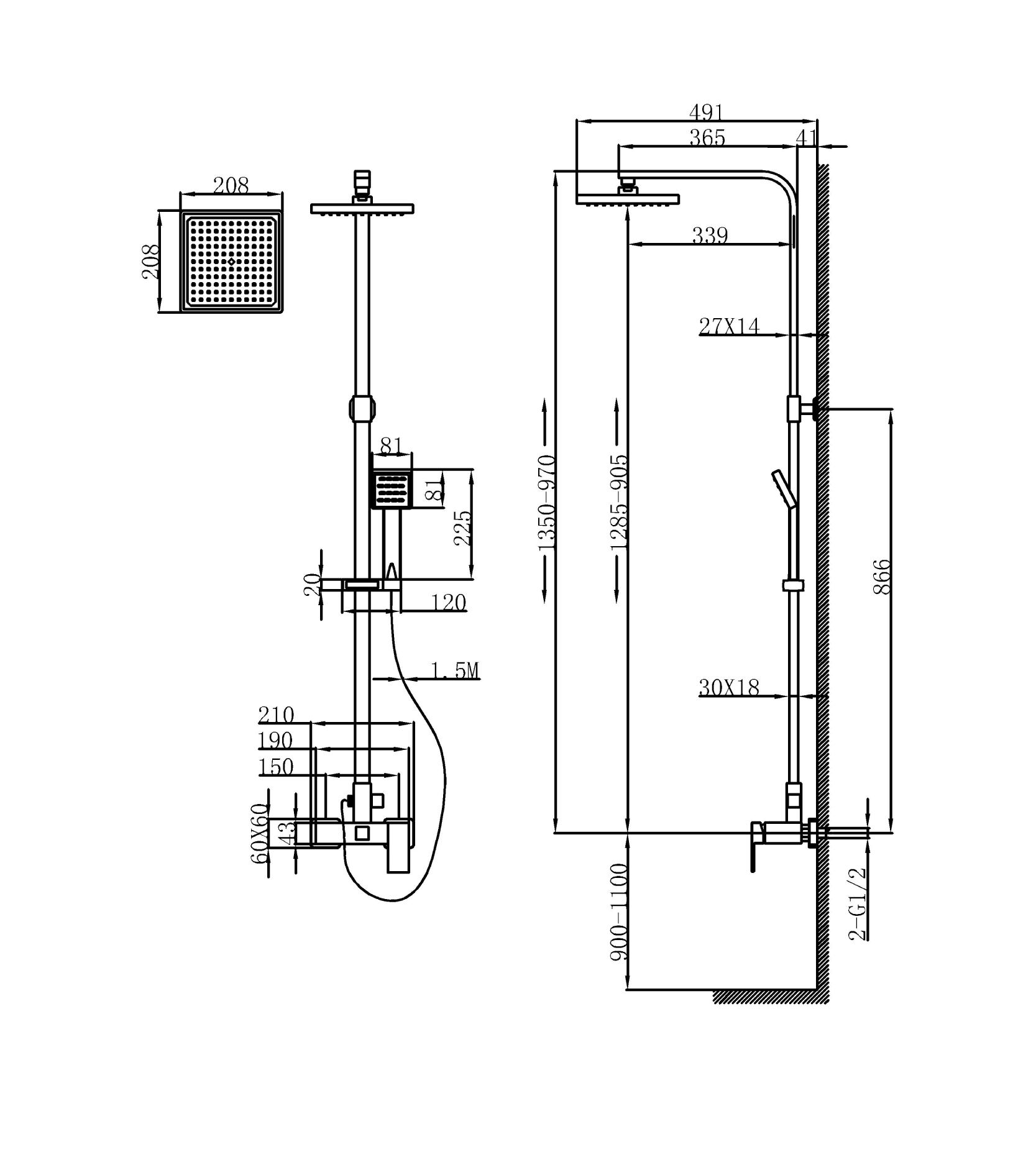 Rain shower column