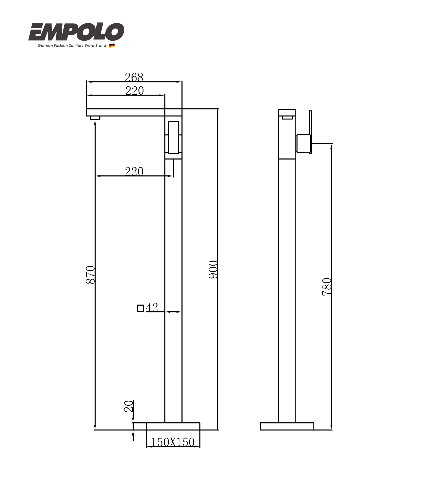 Floor mount basin mixer - Brass