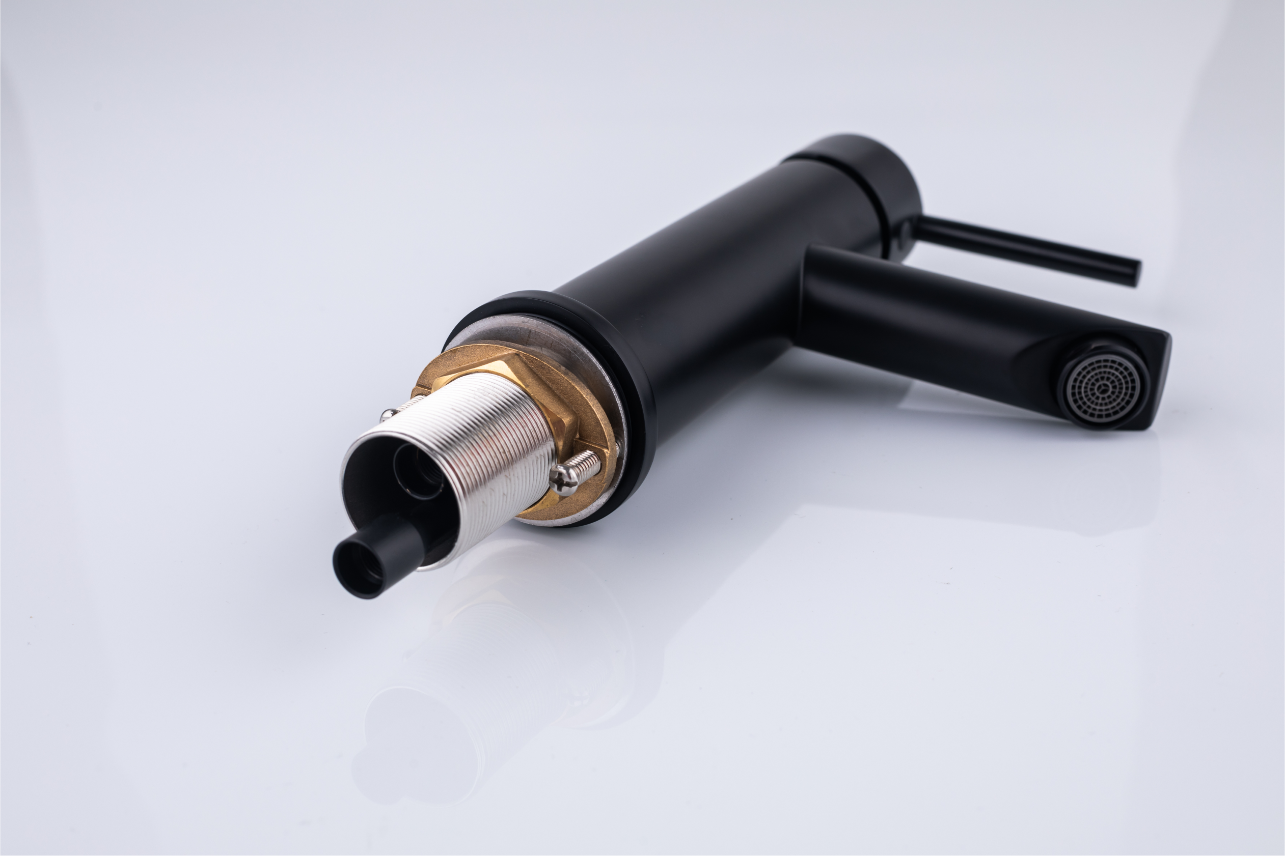 Basin tap - Brass - Matte black - Hot & cold