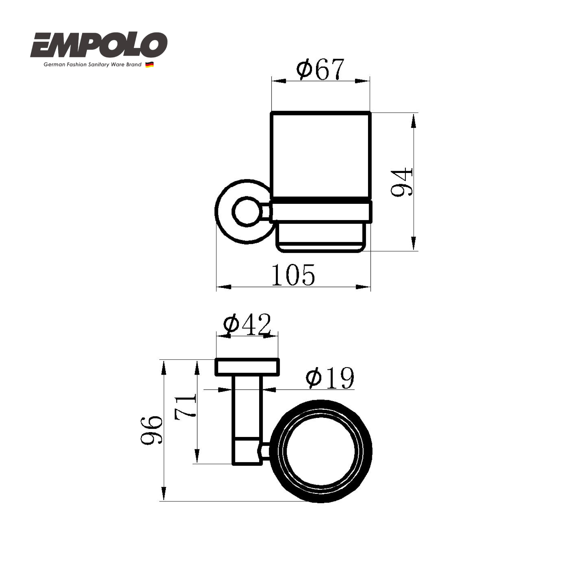 Tumbler holder - Brass - Matte black