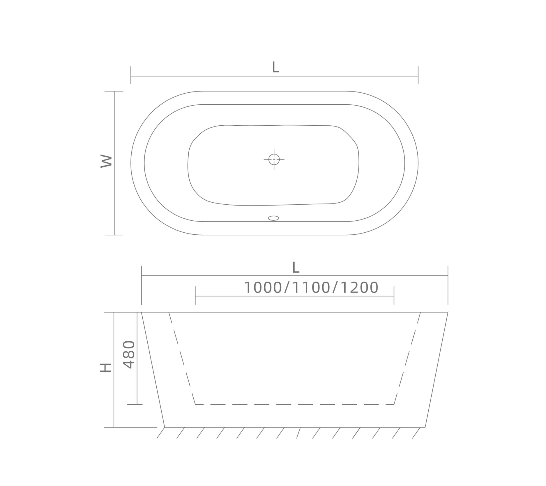 Freestanding bathtub - Acrylic - White and Matte black