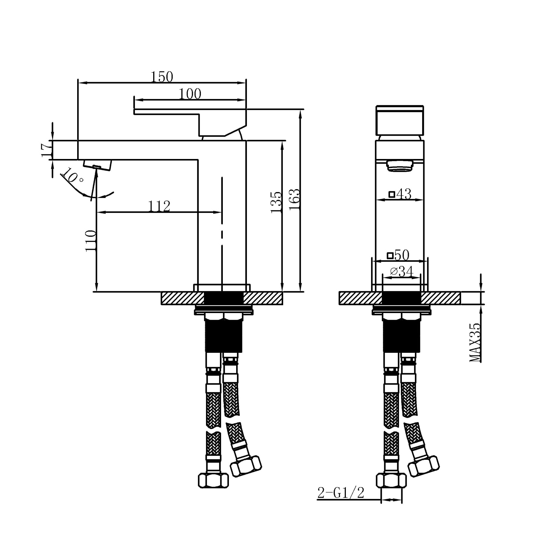 Basin tap - Brass -  Hot & cold
